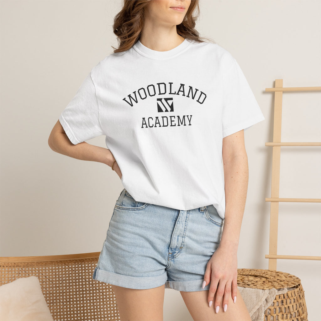 11 - Woodland Academy Wildcat Graphic Multi Color T-Shirt — Minimal Logo Tee for Leaders & Coaches