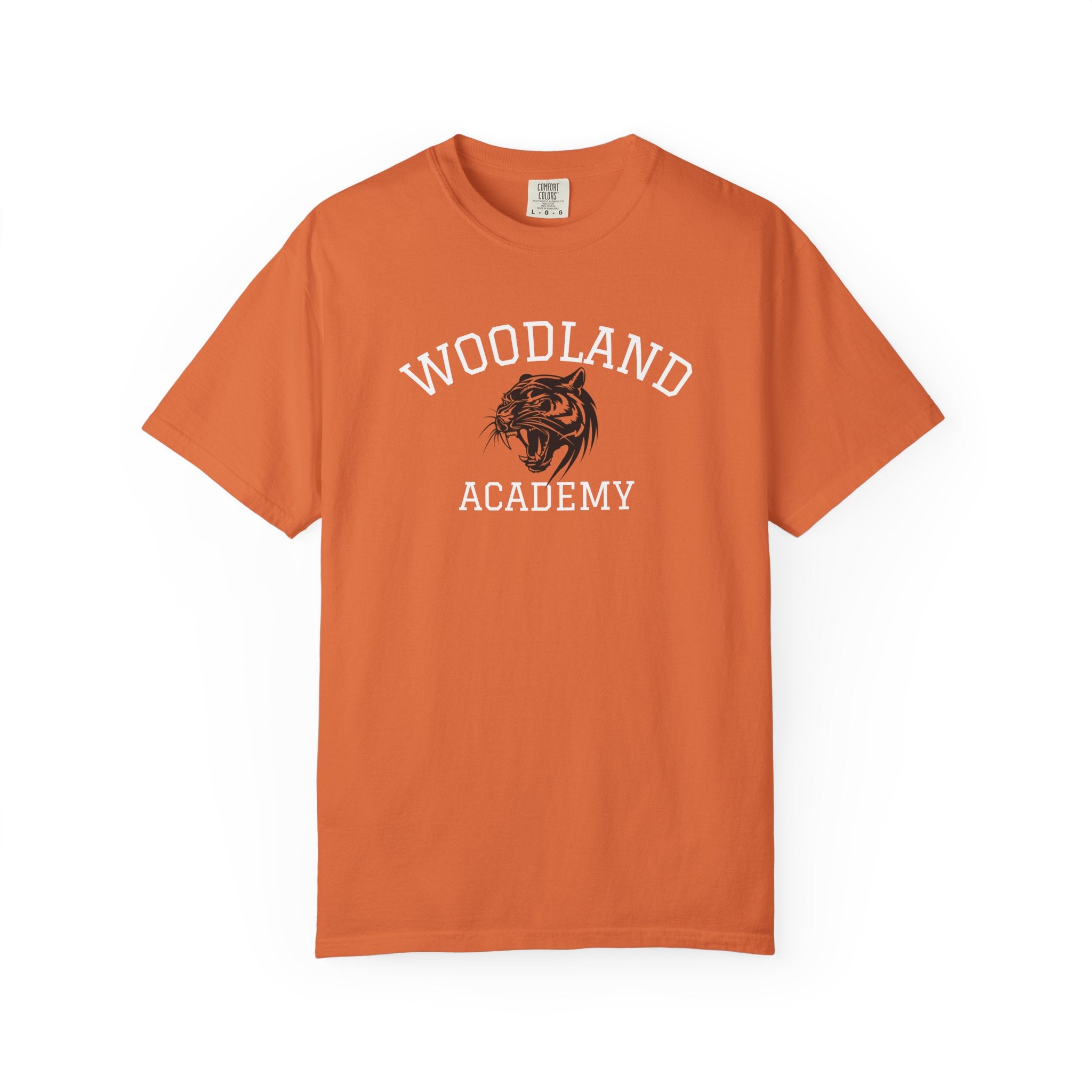 11 - Woodland Academy Burnt Orange Wildcat Graphic Multi Color T-Shirt — Minimal Logo Tee for Leaders & Coaches