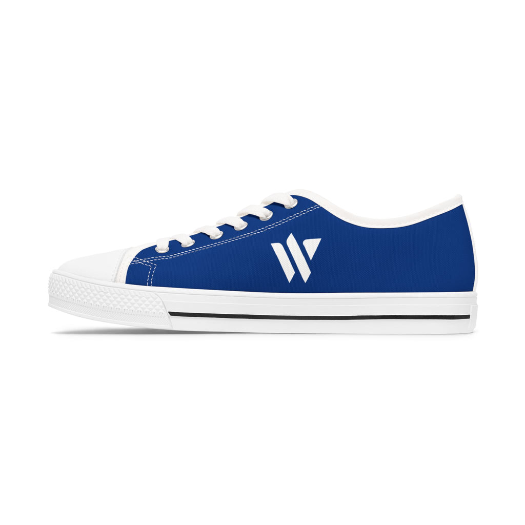 4 - Women's Low Top Sneakers — Minimal White Canvas Shoes with 'academy' Script Accent