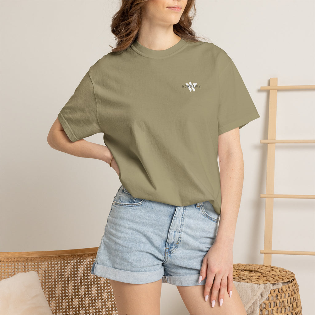 11 - Woodland Academy Kakhi T-Shirt — Minimal Logo Tee for Leaders & Coaches