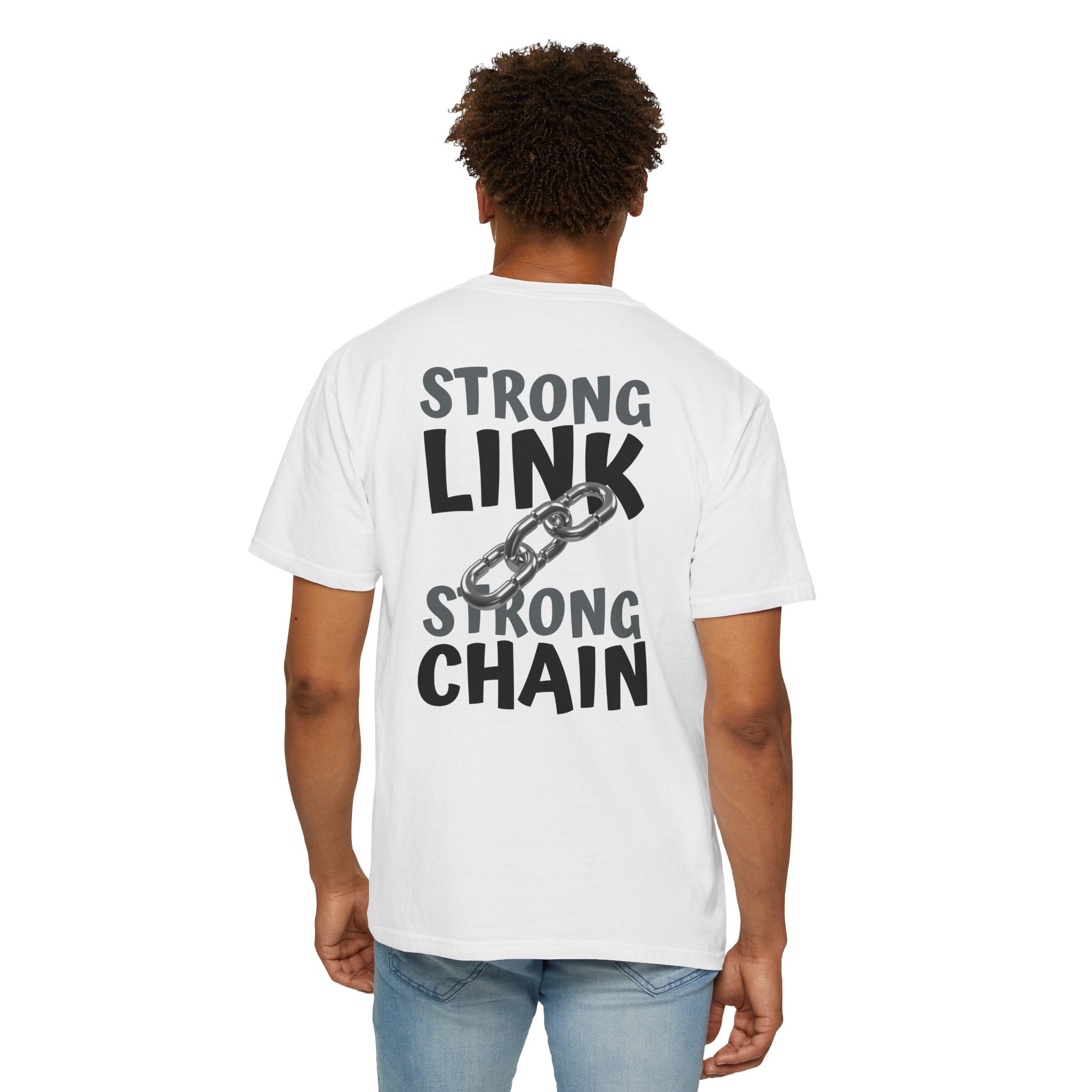 91 - Outcome Leadership- Strong Link Multi Color T-Shirt — Minimal Logo Tee for Leaders & Coaches