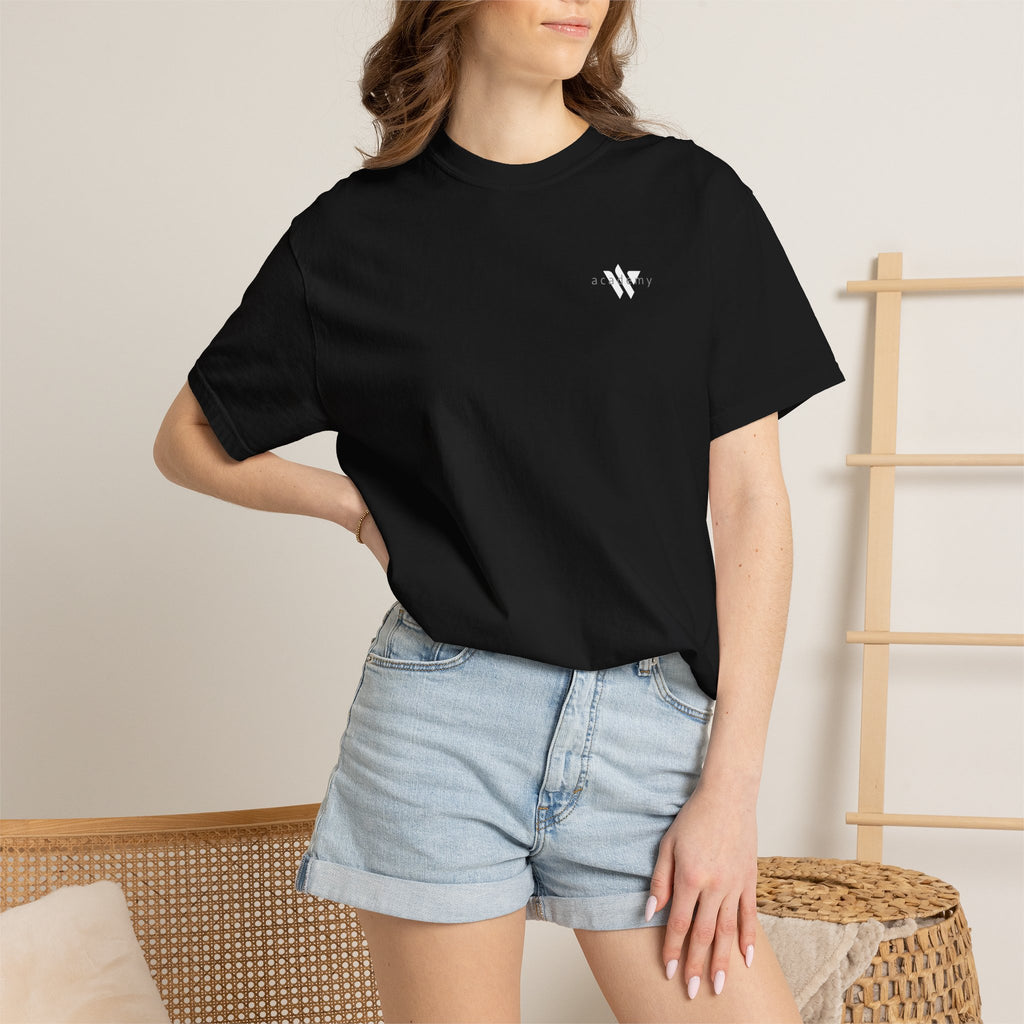 11 - Woodland Academy Black T-Shirt — Minimal Logo Tee for Leaders & Coaches