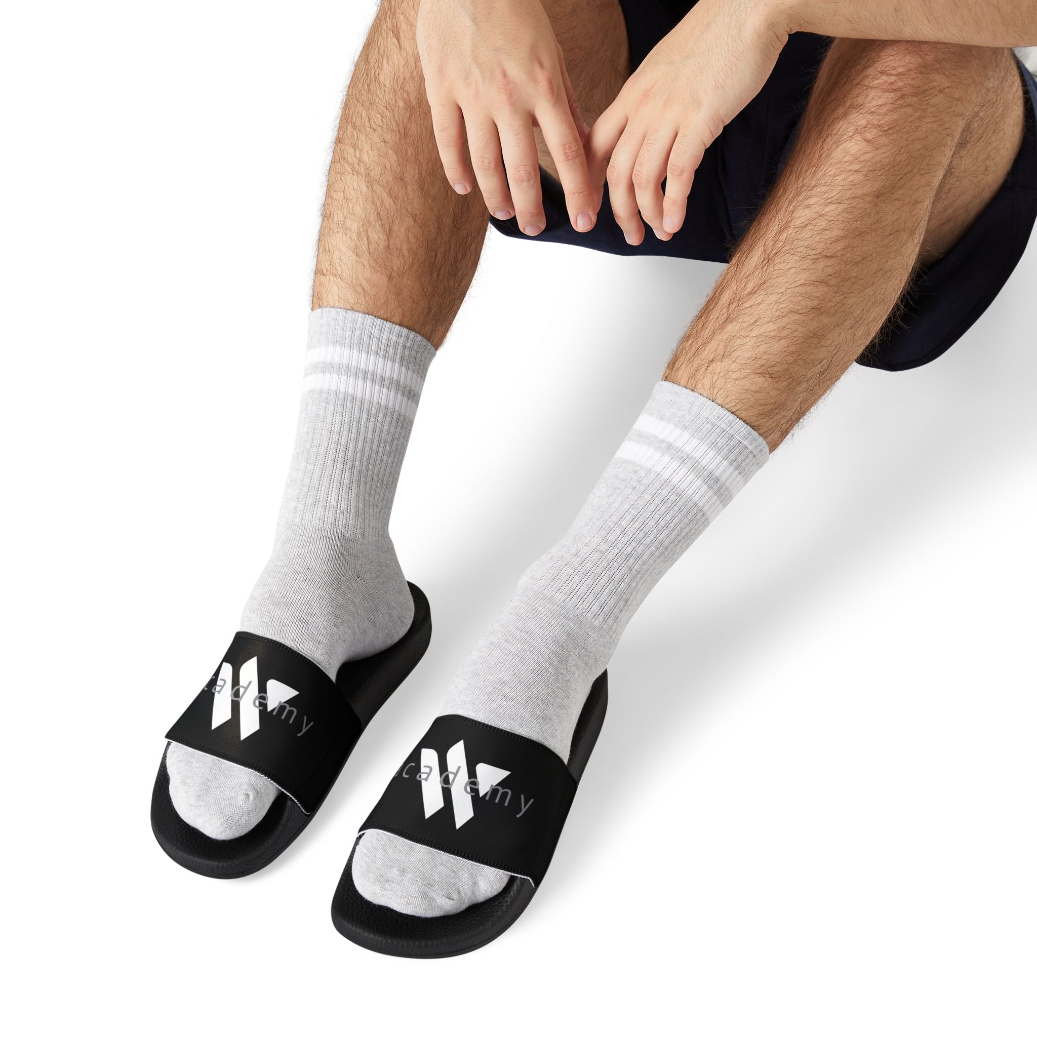 41 - Men’s Removable-Strap Slide Sandals – Lightweight Black Pool & Beach Slides