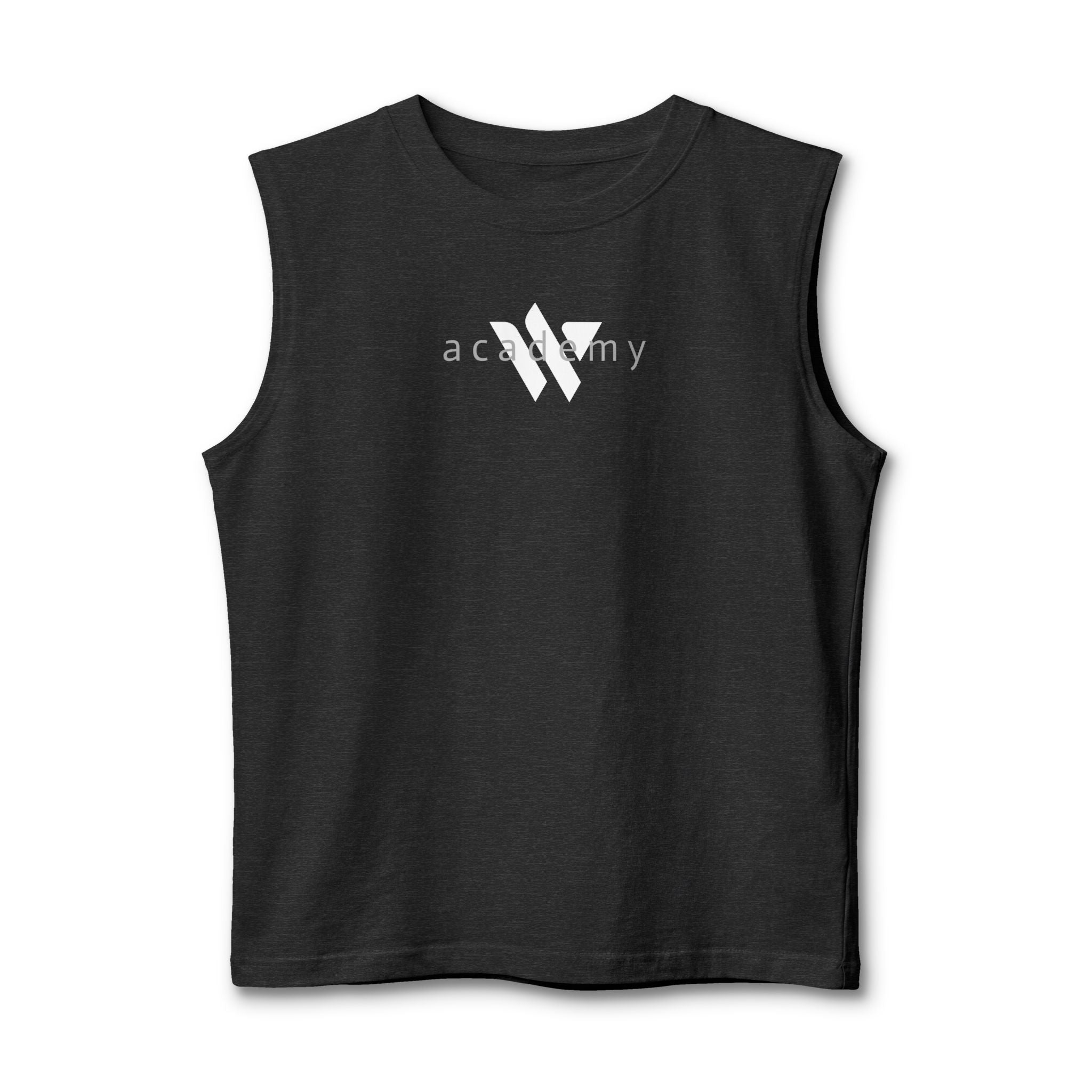111 - Woodland Academy Muscle Tank — Minimal Black Gym Tank Top