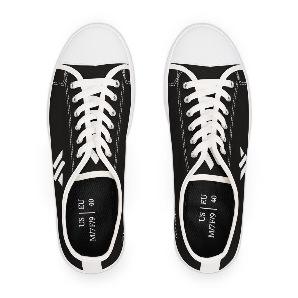 4 - Women's Low Top Sneakers — Minimal White Canvas Shoes with 'academy' Script Accent