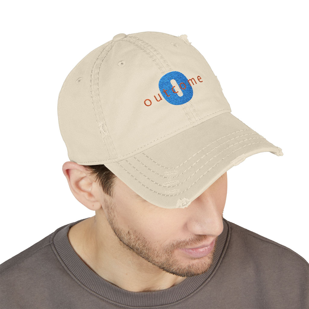 95 - Outcome Leadership Embroidered Distressed Multi Color Dad Hat – Minimal White Logo Baseball Cap
