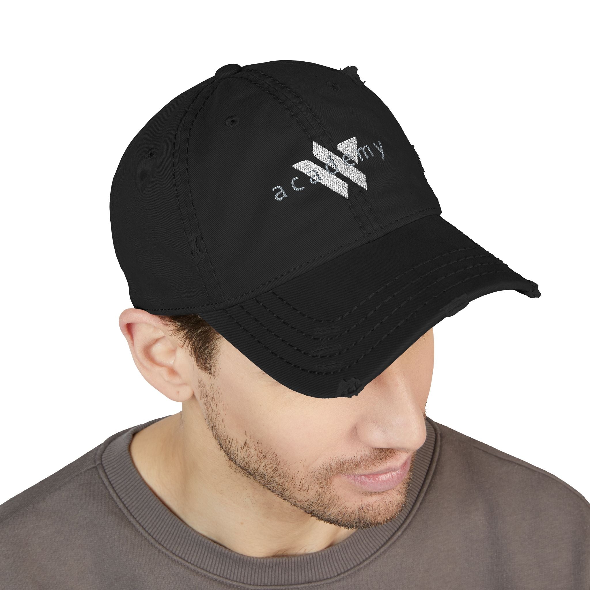 3 - Woodland Academy Embroidered Distressed Multi Color Dad Hat – Minimal White Logo Baseball Cap