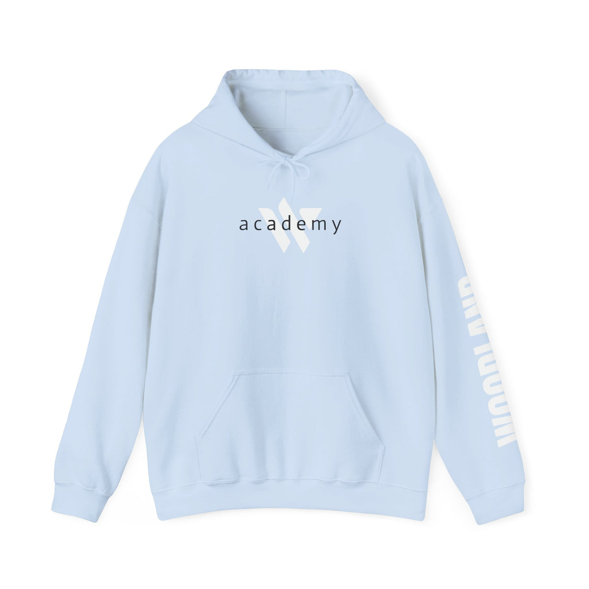 16 - Academy Printed Logo Multi Colors Hoodie — Woodland Sleeve Graphic Hooded Sweatshirt