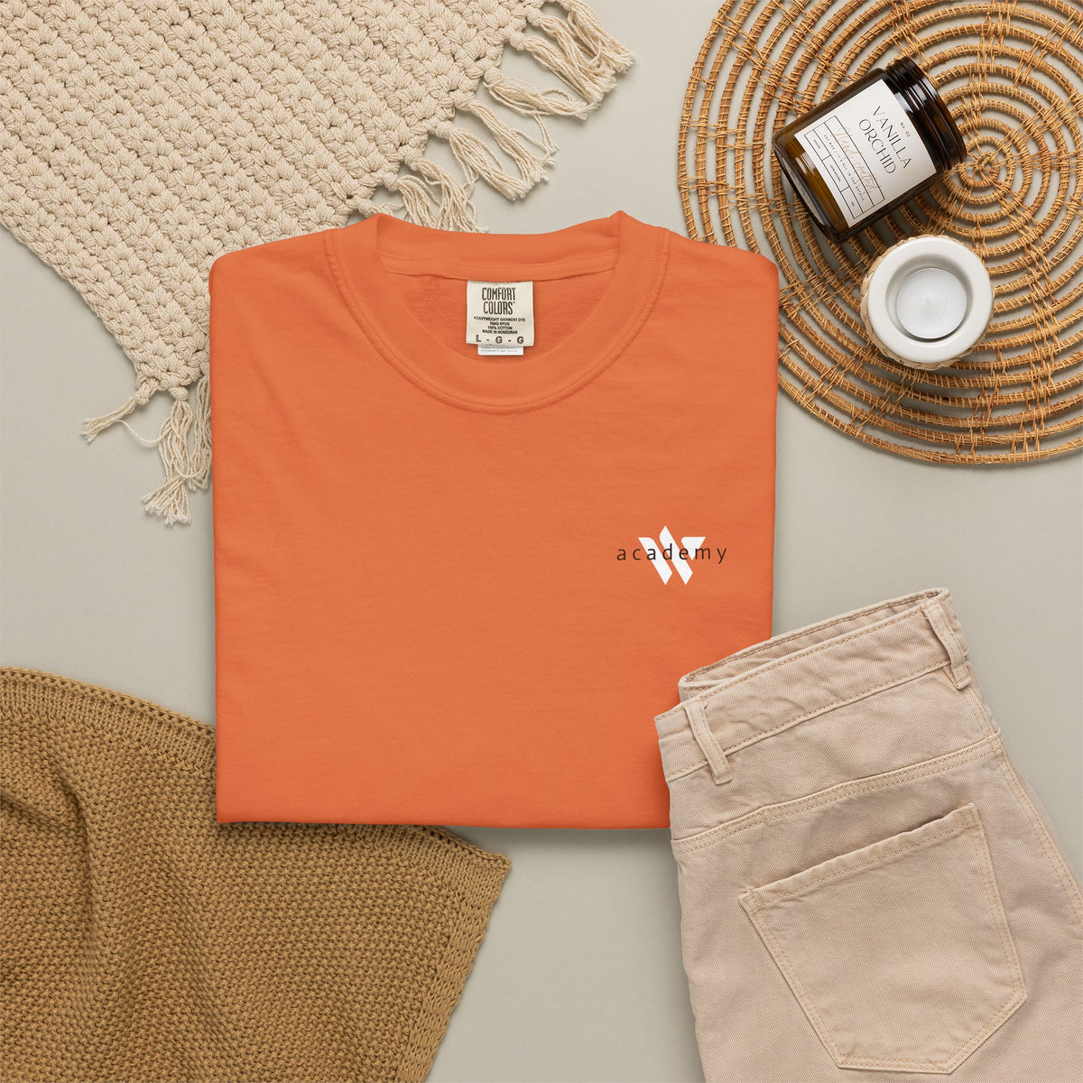 11 - Woodland Academy Burnt Orange T-Shirt — Minimal Logo Tee for Leaders & Coaches