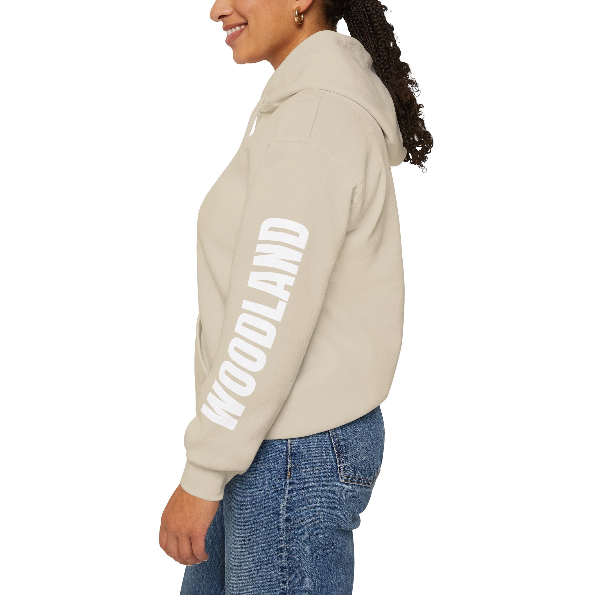 16 - Academy Printed Logo Multi Colors Hoodie — Woodland Sleeve Graphic Hooded Sweatshirt