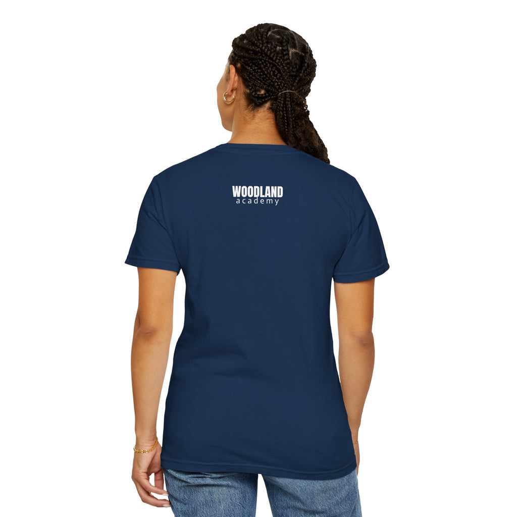 11 - Woodland Academy Multi Color T-Shirt — Minimal Logo Tee for Leaders & Coaches