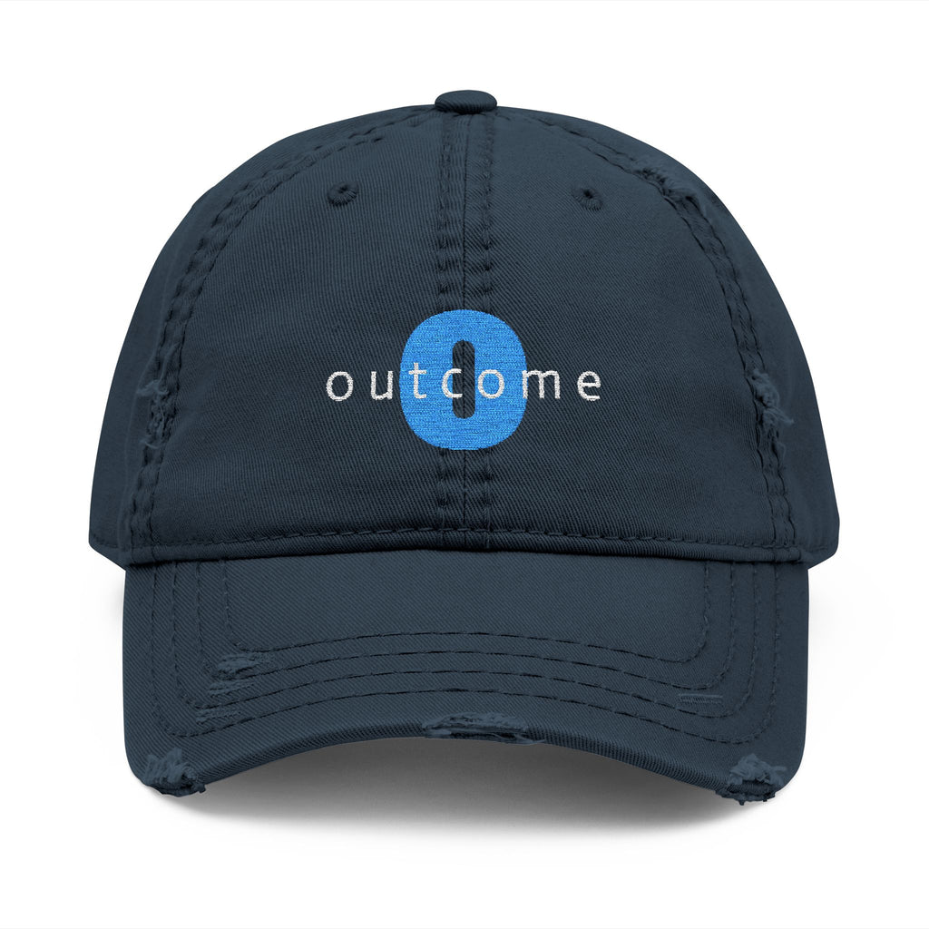 95 - Outcome Leadership Embroidered Distressed Multi Color Dad Hat – Minimal White Logo Baseball Cap