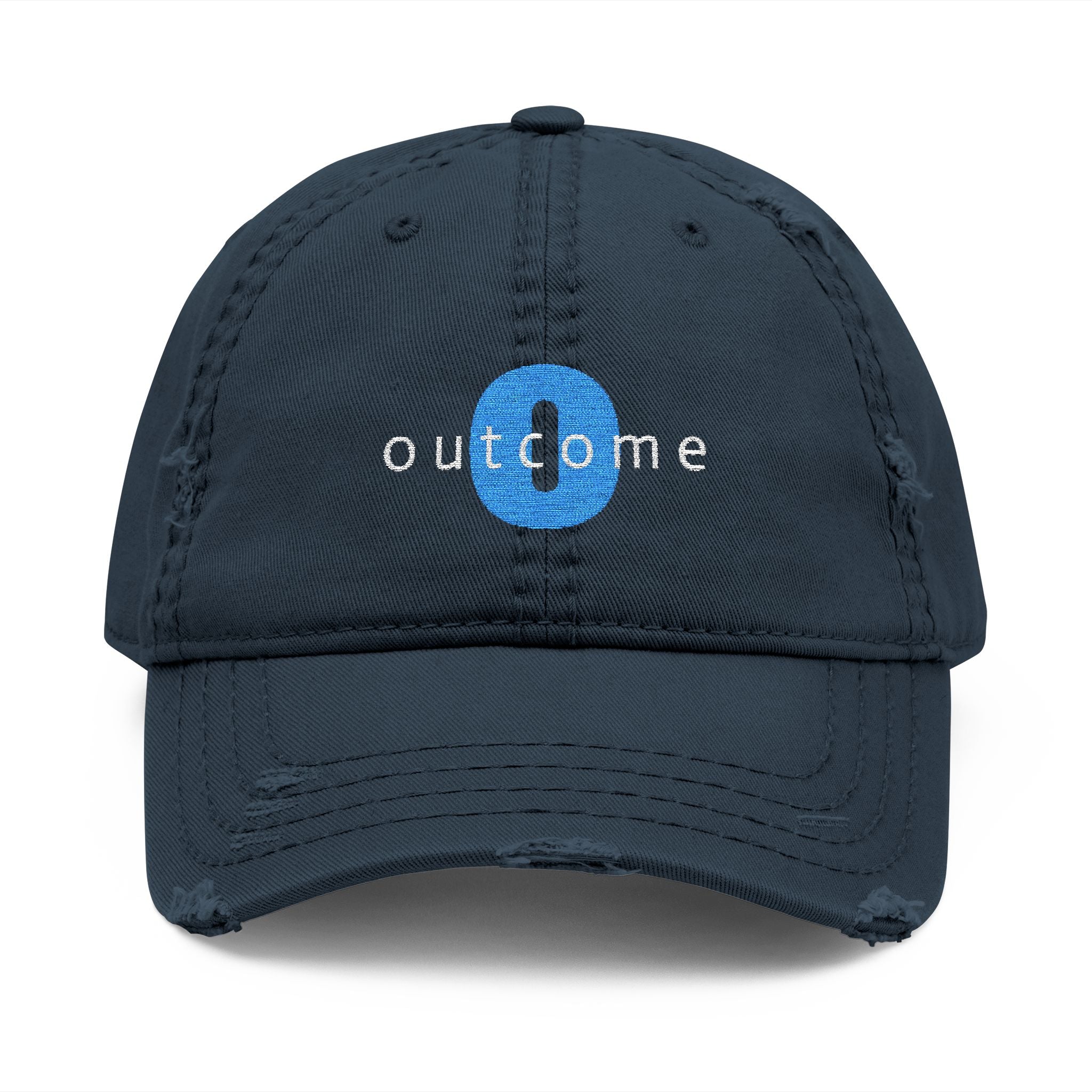 95 - Outcome Leadership Embroidered Distressed Multi Color Dad Hat – Minimal White Logo Baseball Cap