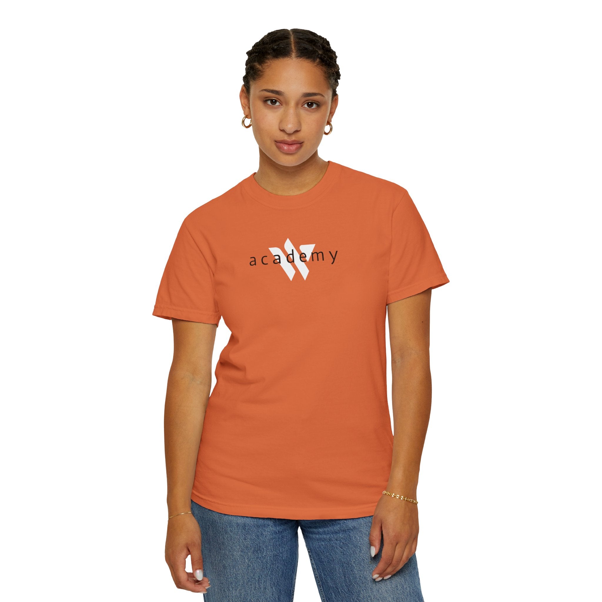 11 - Woodland Academy Burnt Orange Multi Color T-Shirt — Minimal Logo Tee for Leaders & Coaches