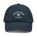 3 - Woodland Academy Embroidered Distressed Multi Color Dad Hat – Minimal White Logo Baseball Cap