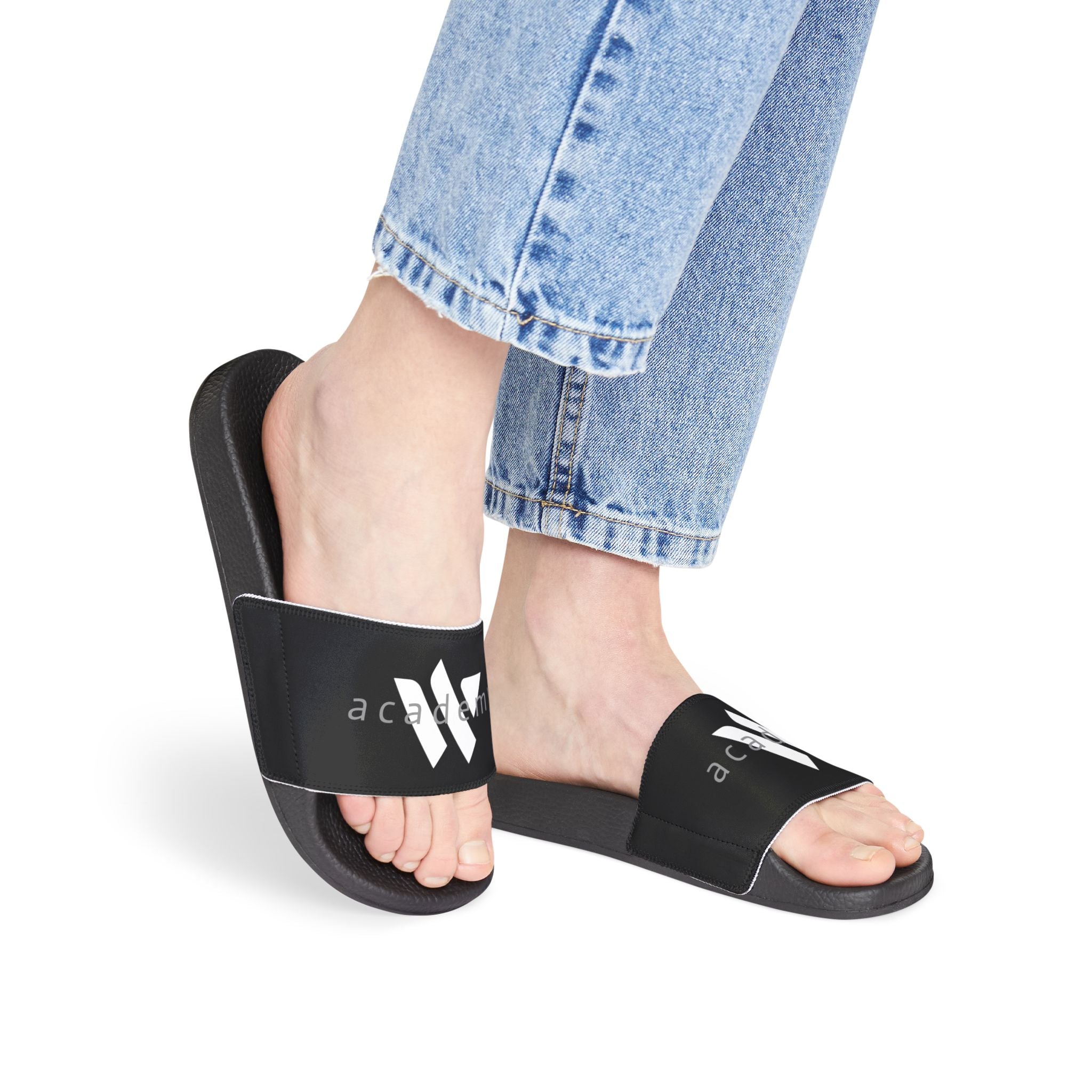 41 - Women’s Removable-Strap Slide Sandals — Customizable Black Comfort Slides