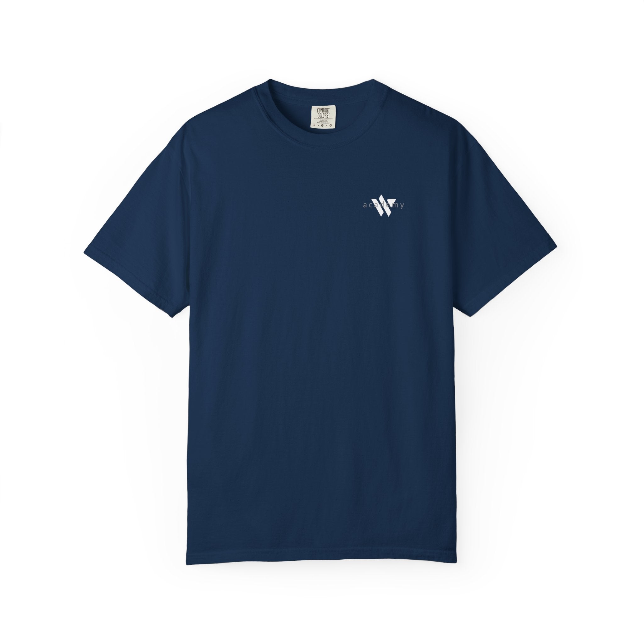 11 - Woodland Academy Multi Color T-Shirt — Minimal Logo Tee for Leaders & Coaches