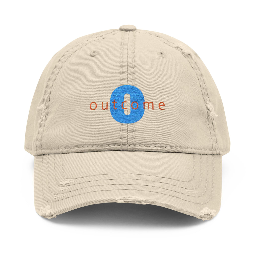 95 - Outcome Leadership Embroidered Distressed Multi Color Dad Hat – Minimal White Logo Baseball Cap