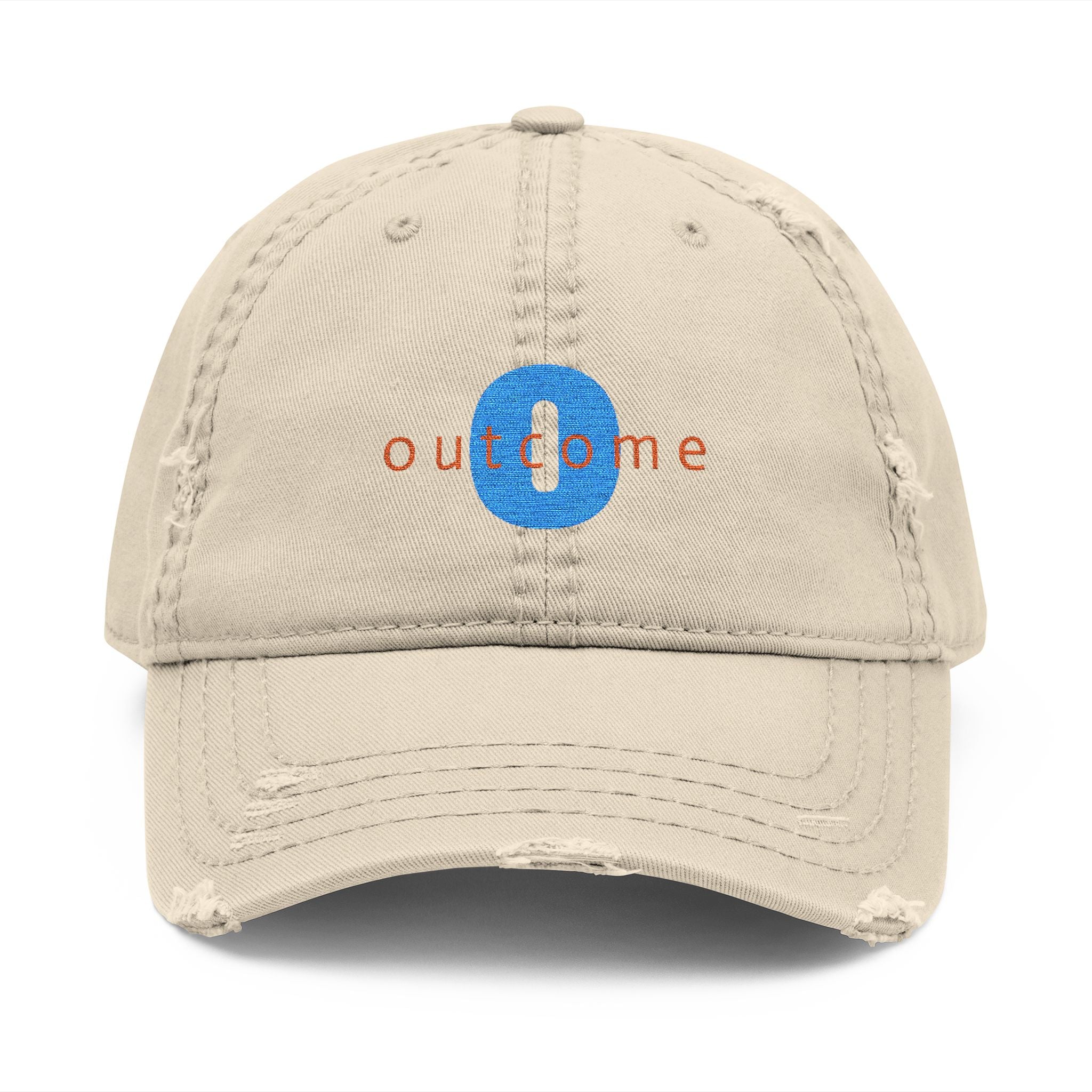 95 - Outcome Leadership Embroidered Distressed Multi Color Dad Hat – Minimal White Logo Baseball Cap