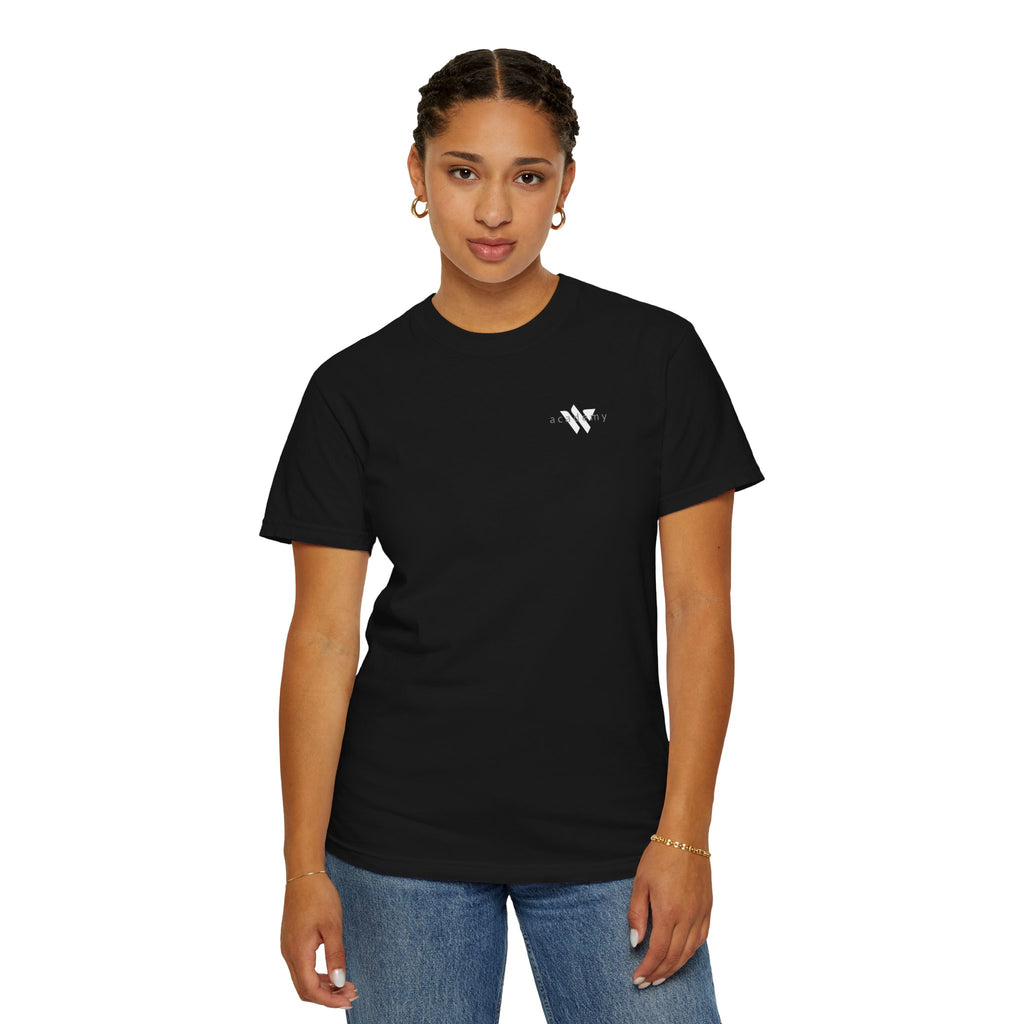 11 - Woodland Academy Black T-Shirt — Minimal Logo Tee for Leaders & Coaches