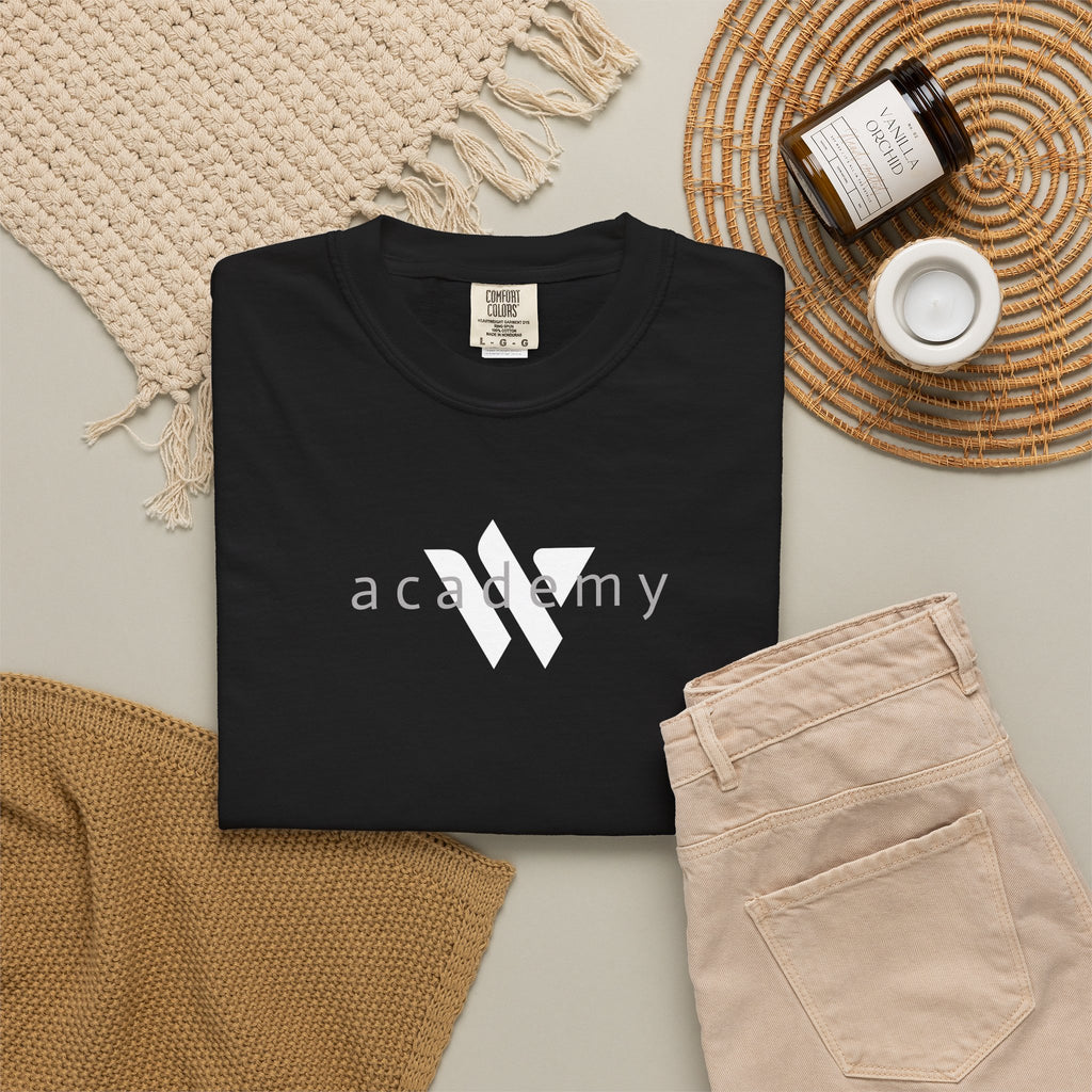 11 - Woodland Academy Black T-Shirt — Minimal Logo Tee for Leaders & Coaches