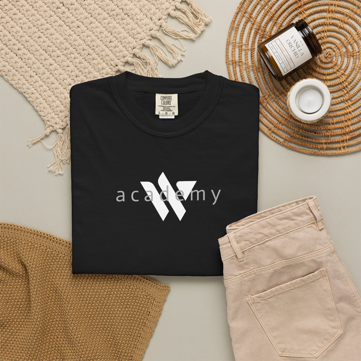 11 - Woodland Academy Black T-Shirt — Minimal Logo Tee for Leaders & Coaches