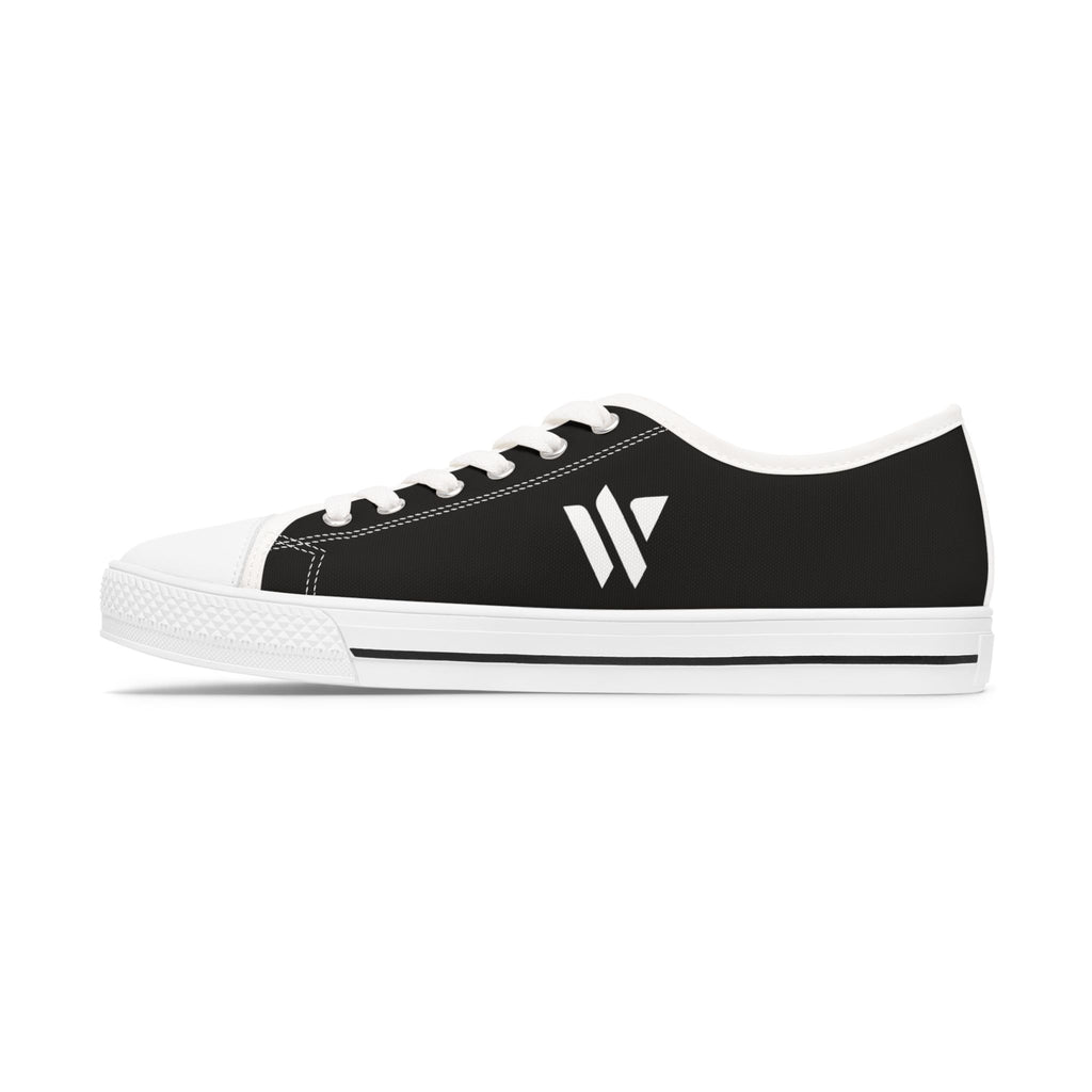 4 - Women's Low Top Sneakers — Minimal White Canvas Shoes with 'academy' Script Accent