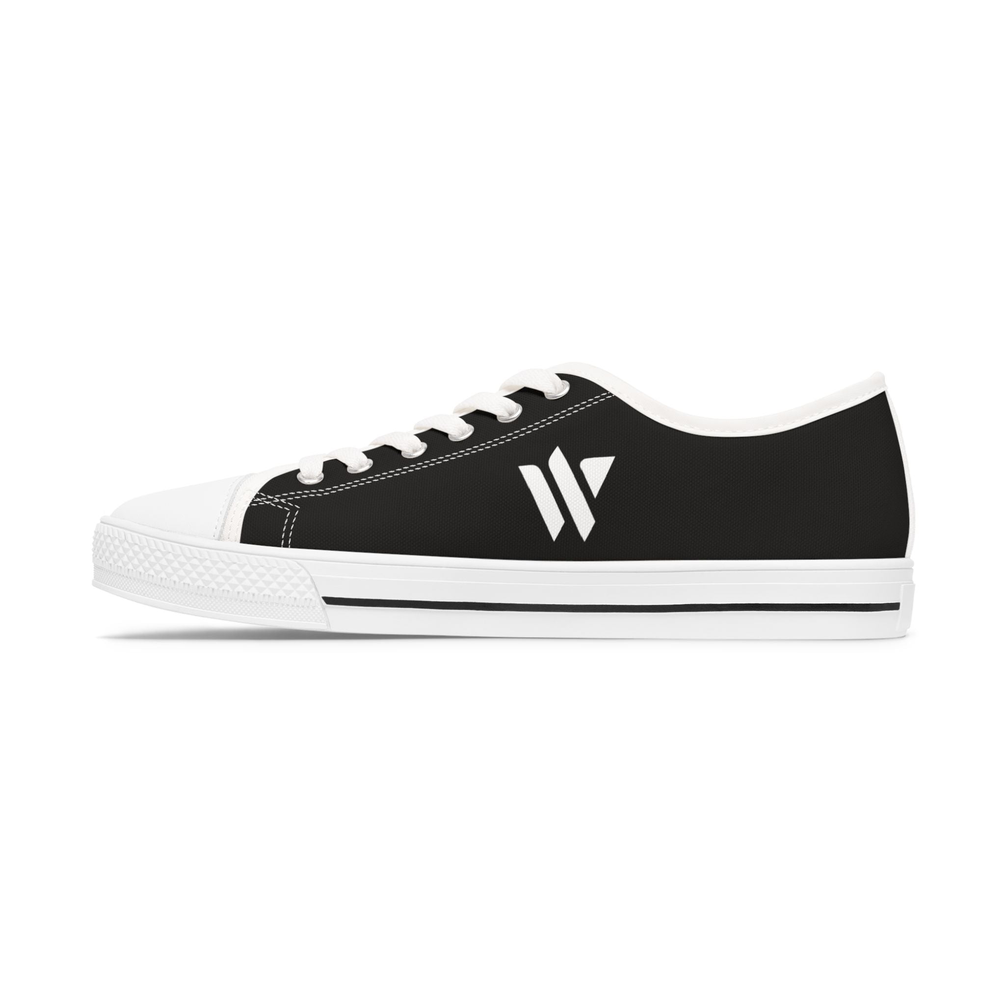 4 - Women's Low Top Sneakers — Minimal White Canvas Shoes with 'academy' Script Accent