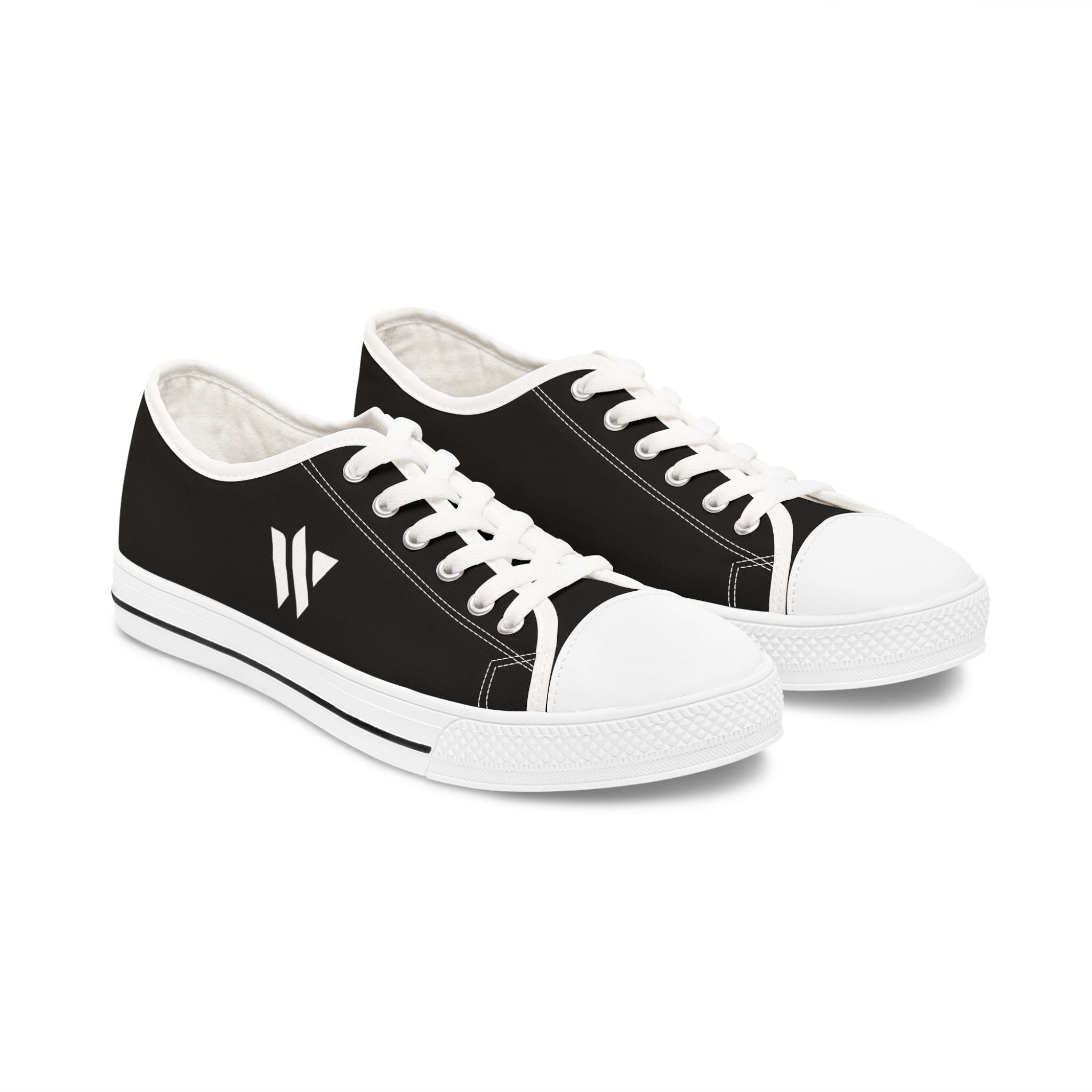 4 - Women's Low Top Sneakers — Minimal White Canvas Shoes with 'academy' Script Accent