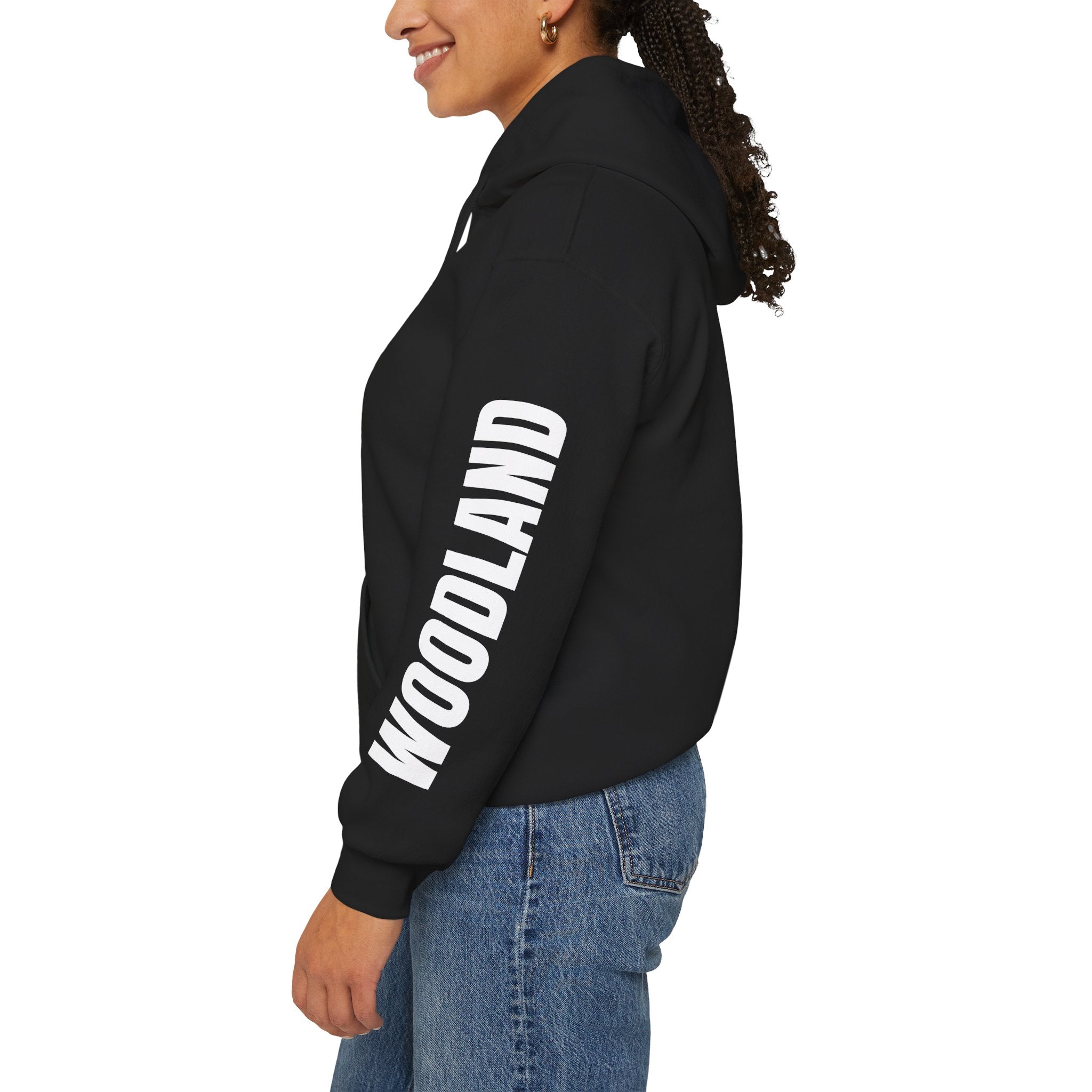 16 - Academy Printed Logo Multi Colors Hoodie — Woodland Sleeve Graphic Hooded Sweatshirt