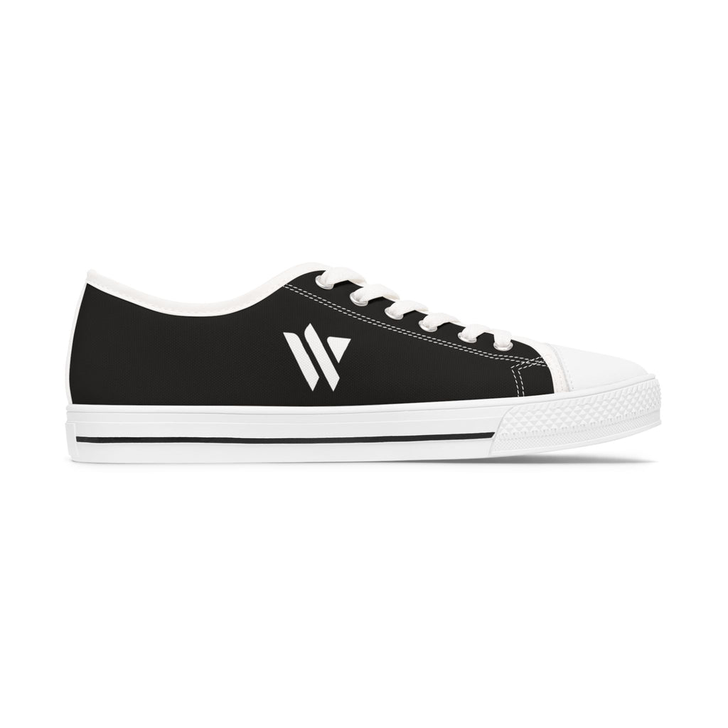 4 - Women's Low Top Sneakers — Minimal White Canvas Shoes with 'academy' Script Accent