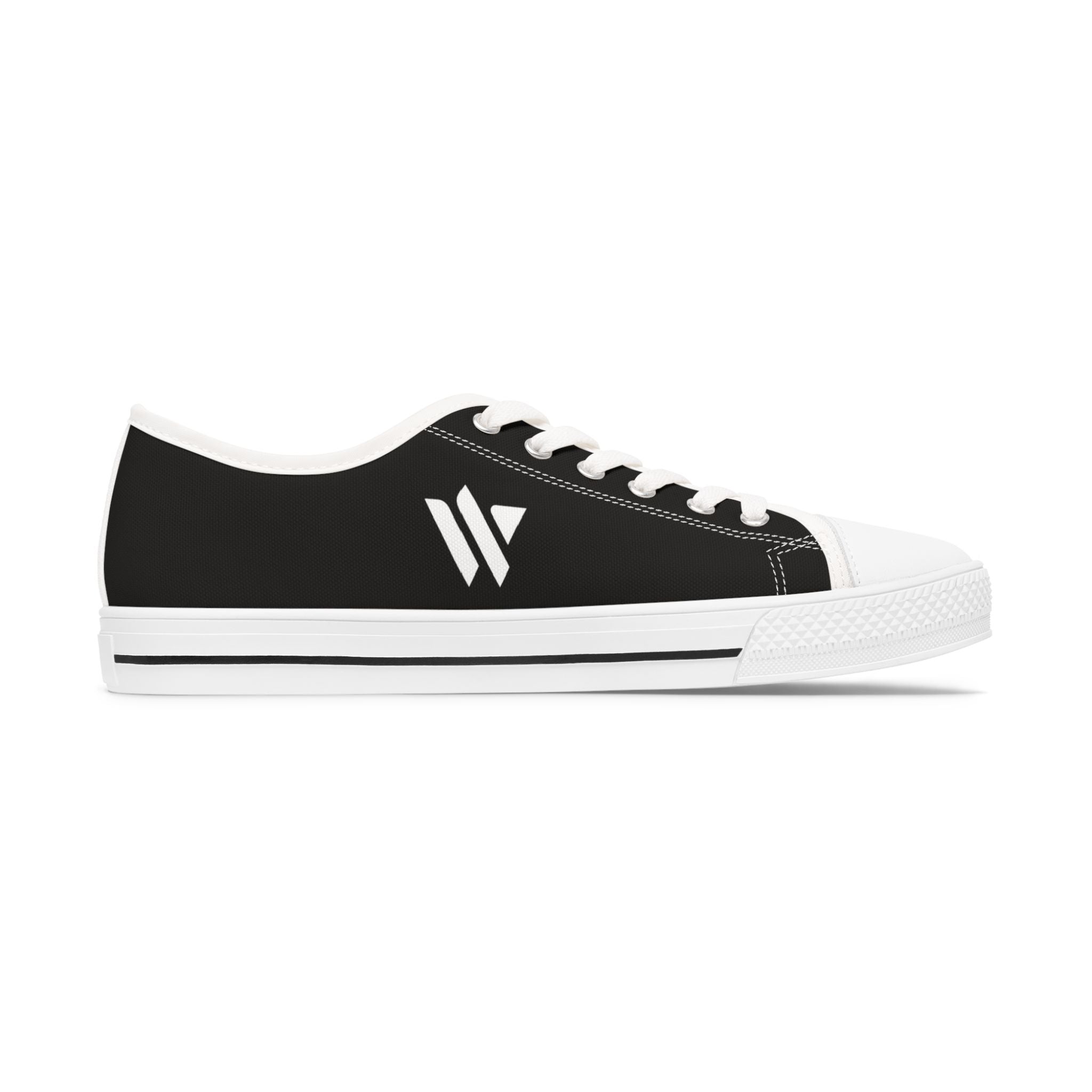 4 - Women's Low Top Sneakers — Minimal White Canvas Shoes with 'academy' Script Accent