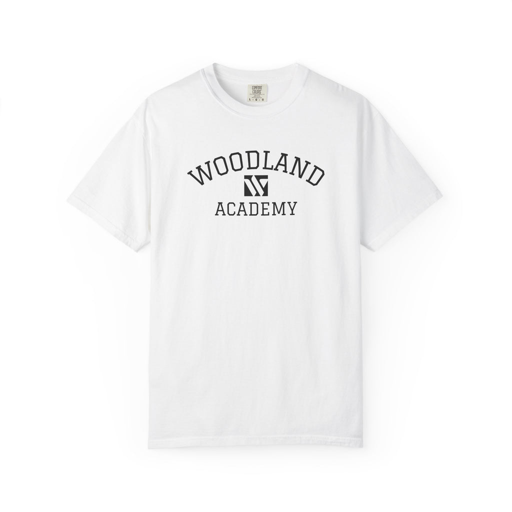 11 - Woodland Academy Graphic Multi Color T-Shirt — Minimal Logo Tee for Leaders & Coaches
