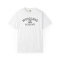 11 - Woodland Academy Graphic Multi Color T-Shirt — Minimal Logo Tee for Leaders & Coaches