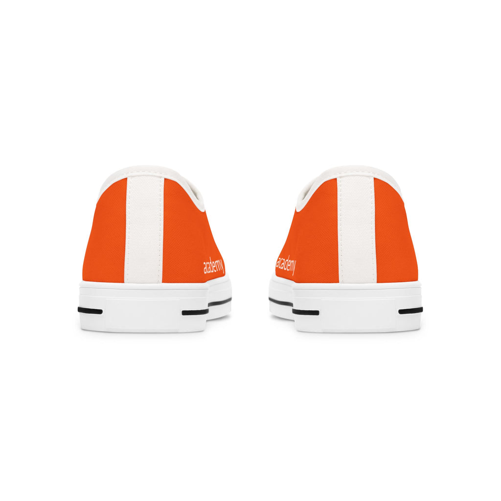 4 - Women's Low Top Sneakers — Minimal White Canvas Shoes with 'academy' Script Accent