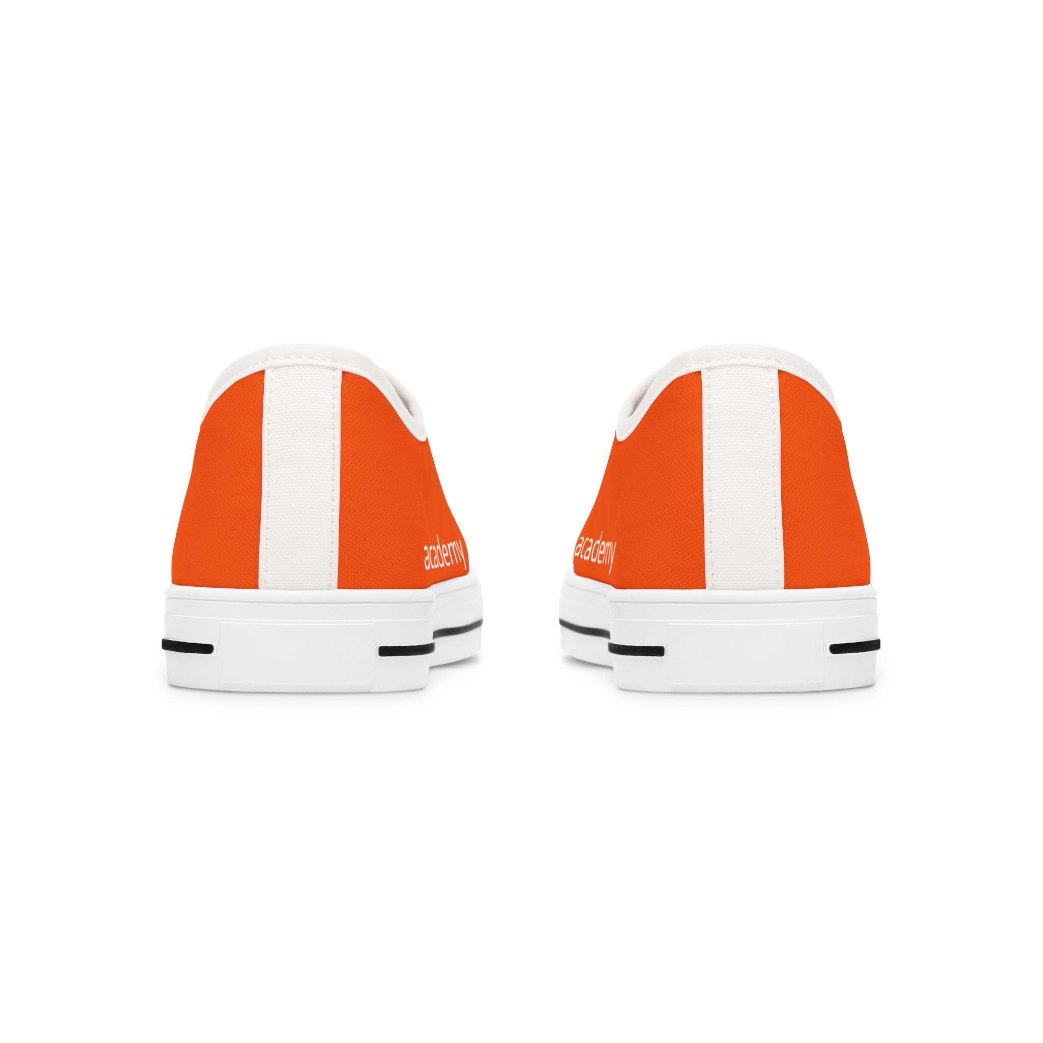 4 - Women's Low Top Sneakers — Minimal White Canvas Shoes with 'academy' Script Accent