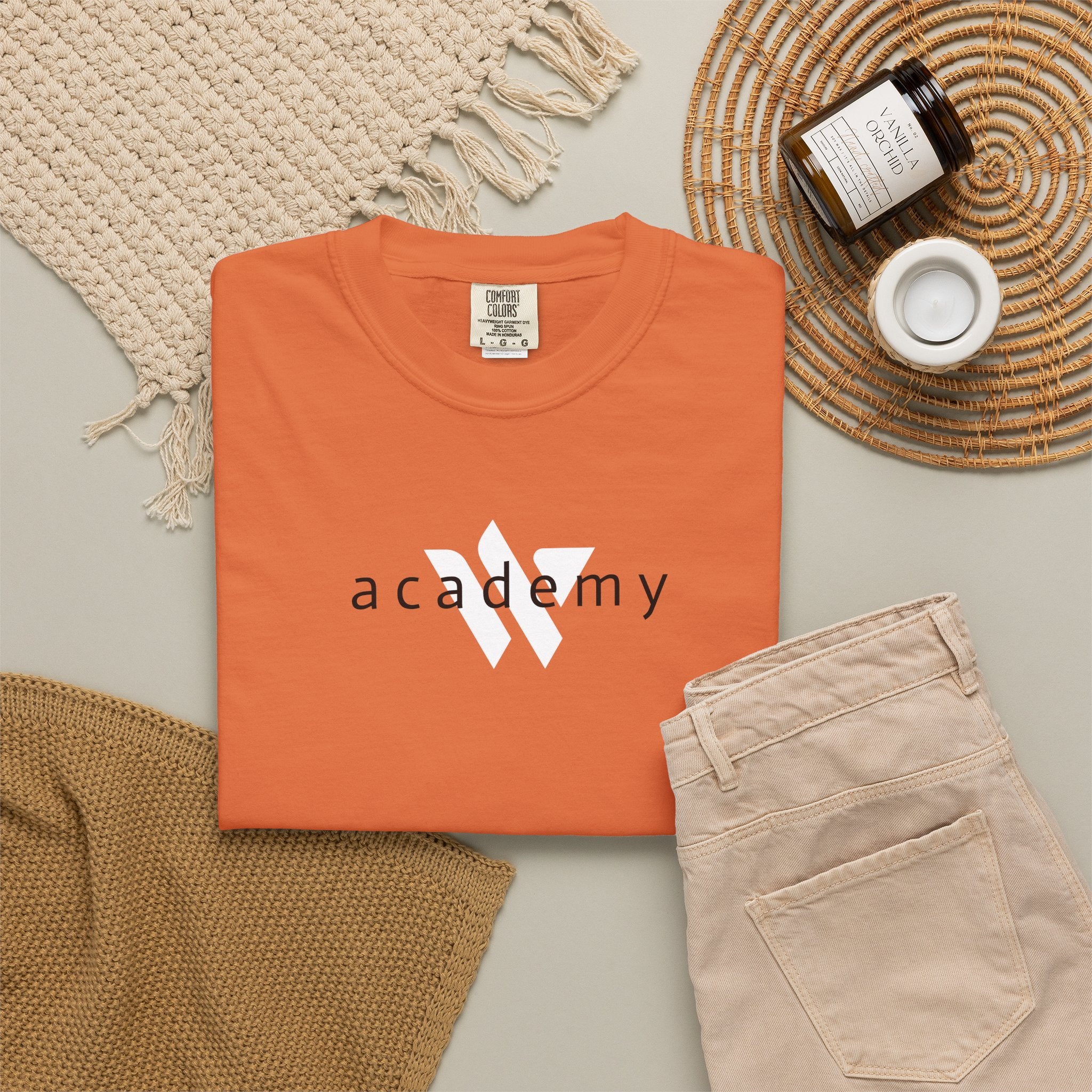 11 - Woodland Academy Burnt Orange Multi Color T-Shirt — Minimal Logo Tee for Leaders & Coaches