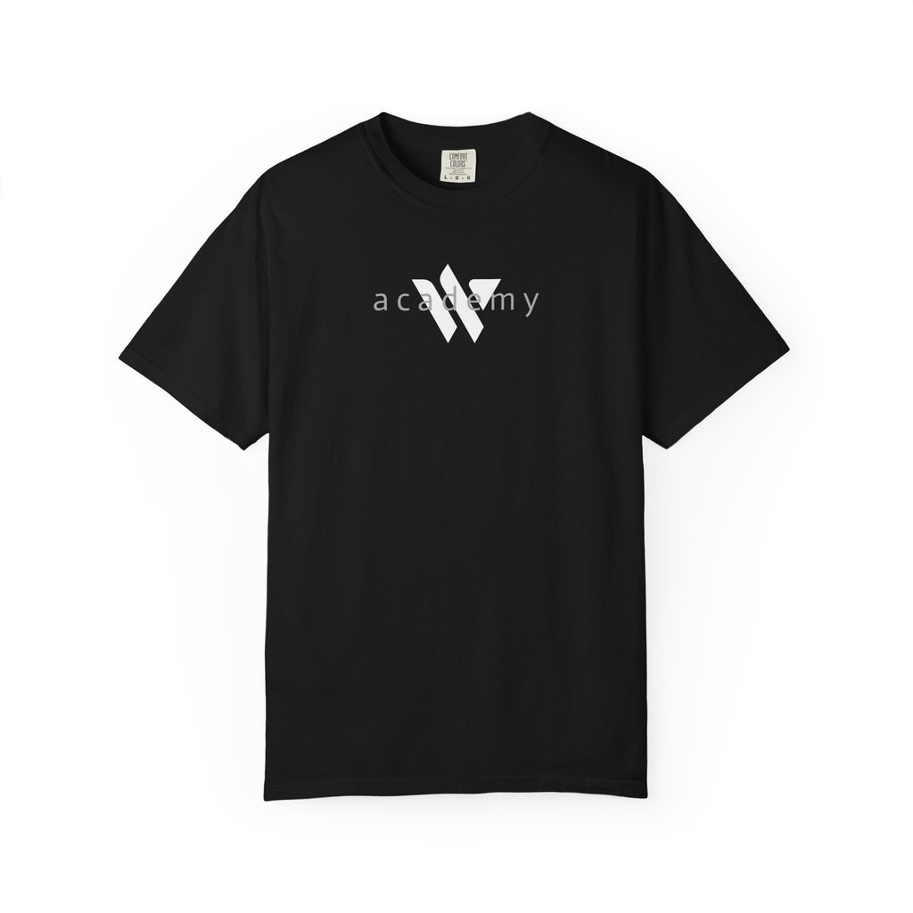 11 - Woodland Academy Black T-Shirt — Minimal Logo Tee for Leaders & Coaches