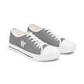 4 - Women's Low Top Sneakers — Minimal White Canvas Shoes with 'academy' Script Accent