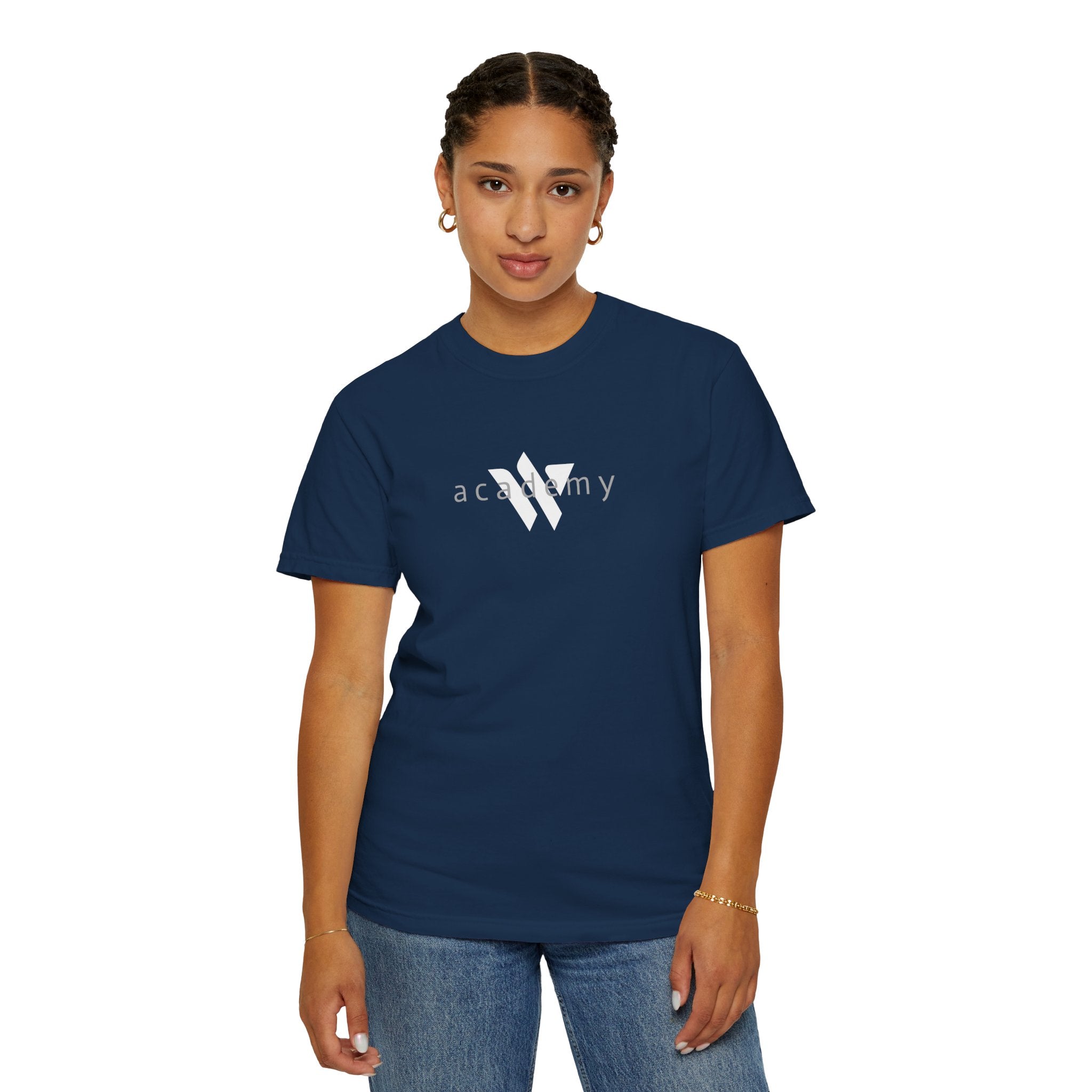 11 - Woodland Academy Multi Color T-Shirt — Minimal Logo Tee for Leaders & Coaches