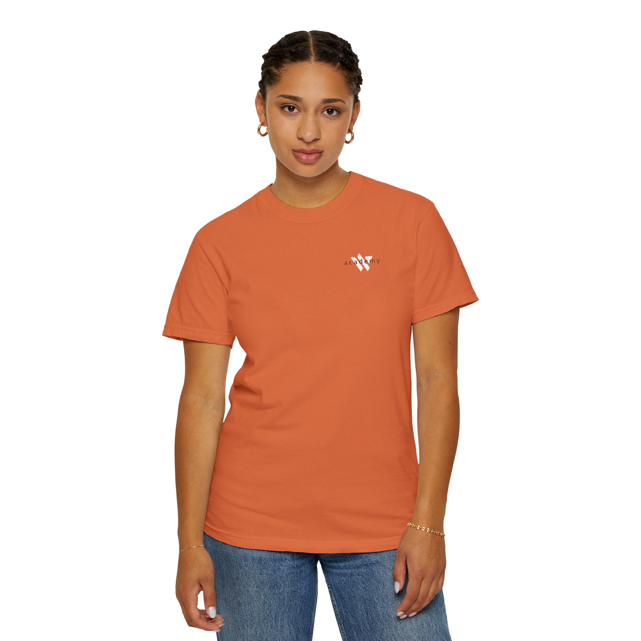 11 - Woodland Academy Burnt Orange T-Shirt — Minimal Logo Tee for Leaders & Coaches