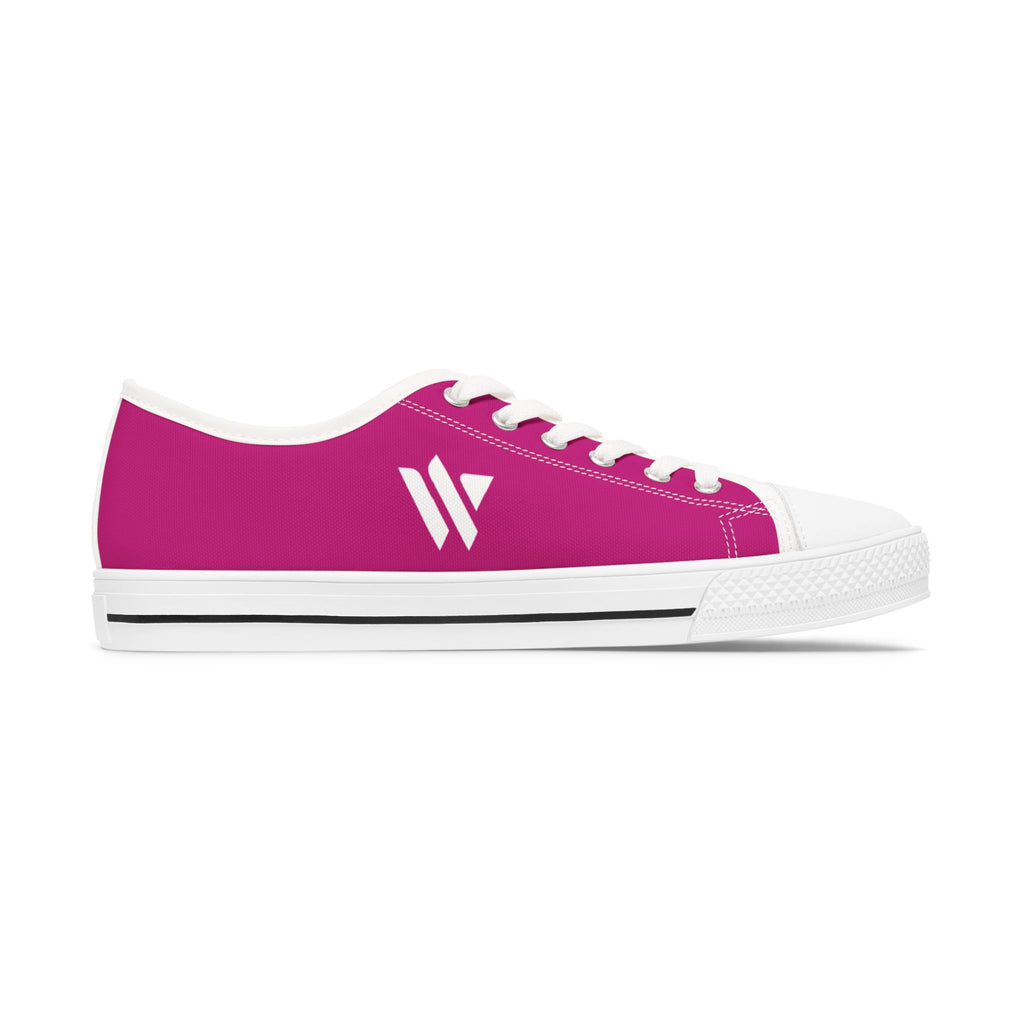 4 - Women's Low Top Sneakers — Minimal White Canvas Shoes with 'academy' Script Accent