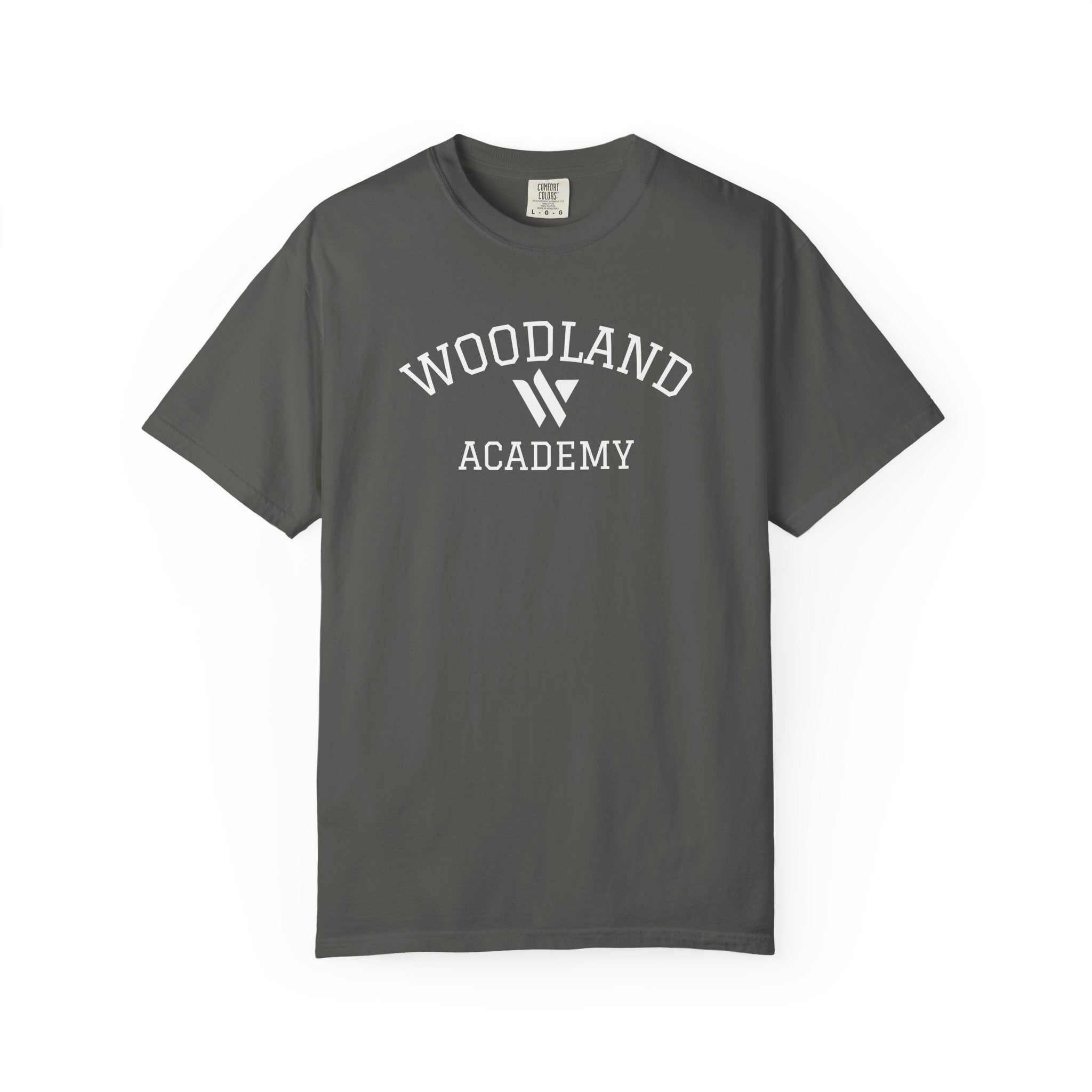 11 - Woodland Academy Multi Color T-Shirt — Minimal Logo Tee for Leaders & Coaches