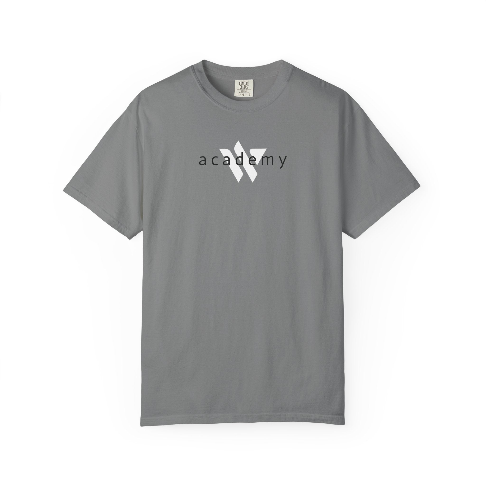 11 - Woodland Academy Grey T-Shirt — Minimal Logo Tee for Leaders & Coaches