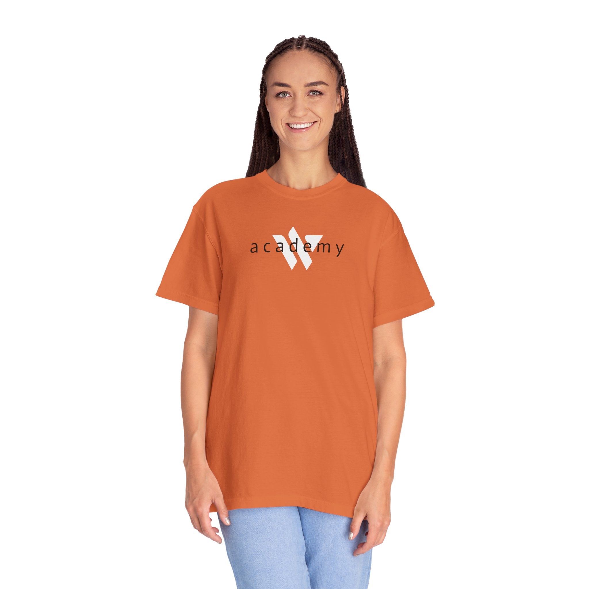 11 - Woodland Academy Burnt Orange Multi Color T-Shirt — Minimal Logo Tee for Leaders & Coaches