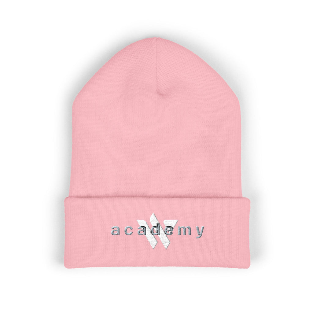 31 - Woodland Multi Colors Embroidered Classic Cuffed Beanie — Yellow Minimal Logo Winter Hat