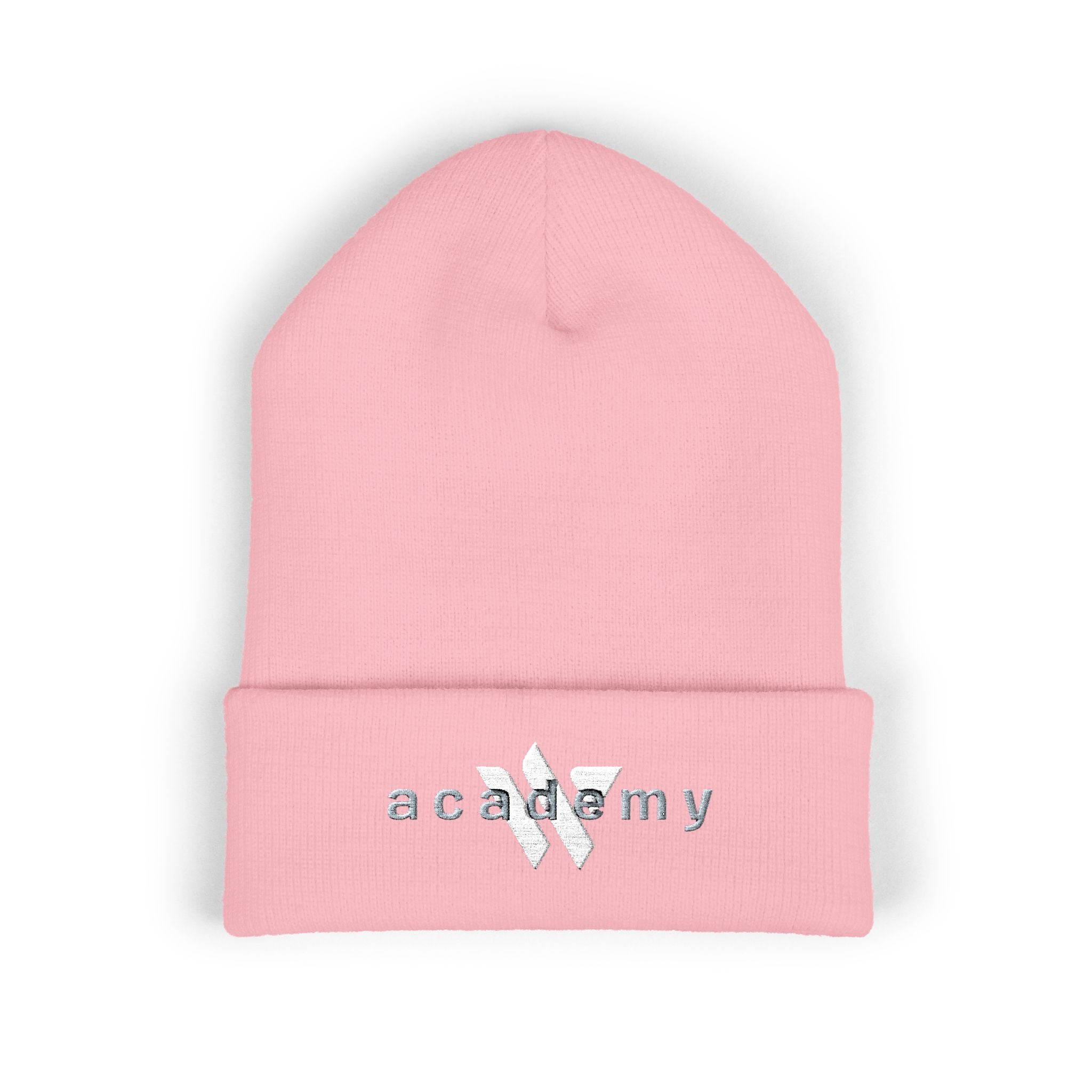 31 - Woodland Multi Colors Embroidered Classic Cuffed Beanie — Yellow Minimal Logo Winter Hat