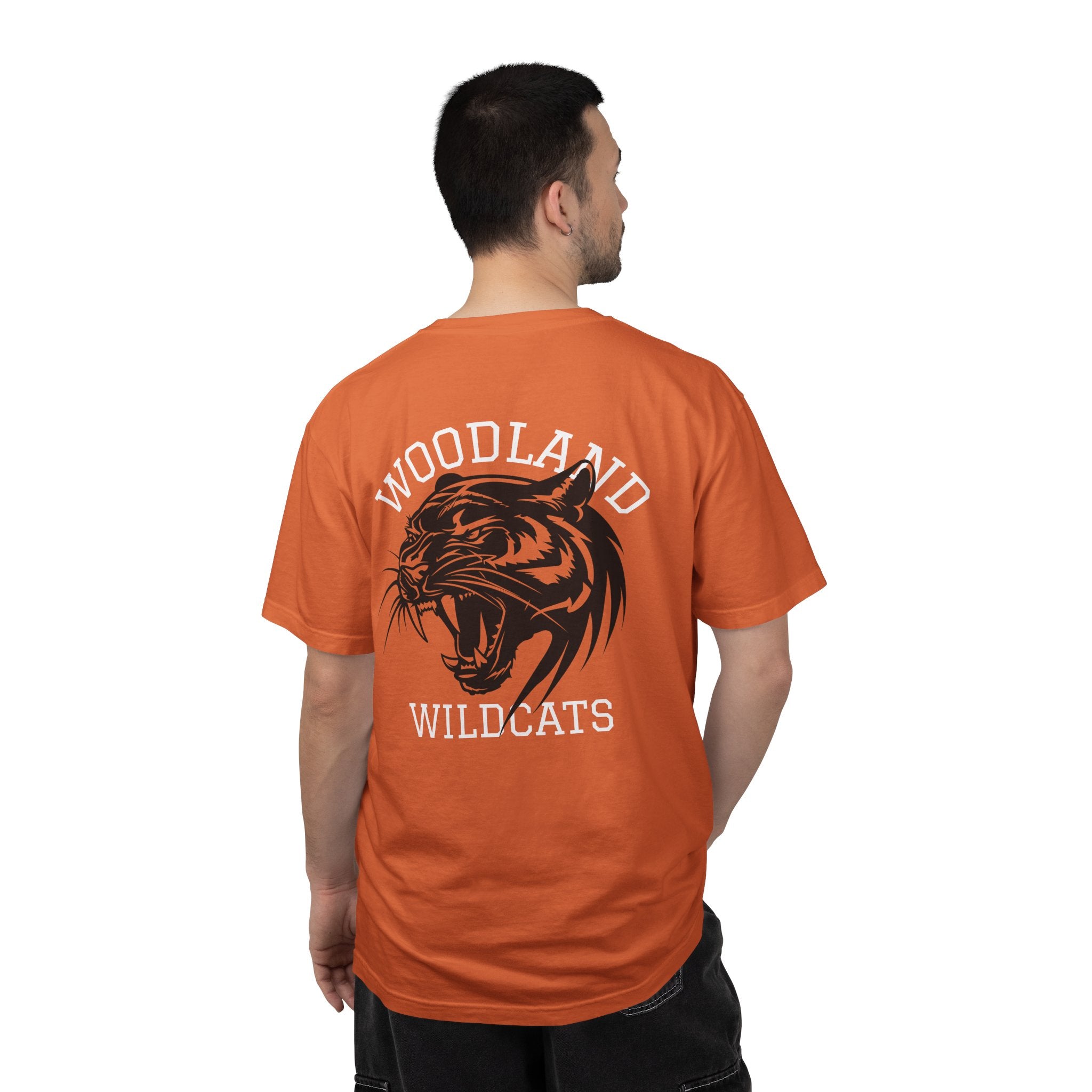 11 - Woodland Academy Burnt Orange Wildcats Multi Color T-Shirt — Minimal Logo Tee for Leaders & Coaches