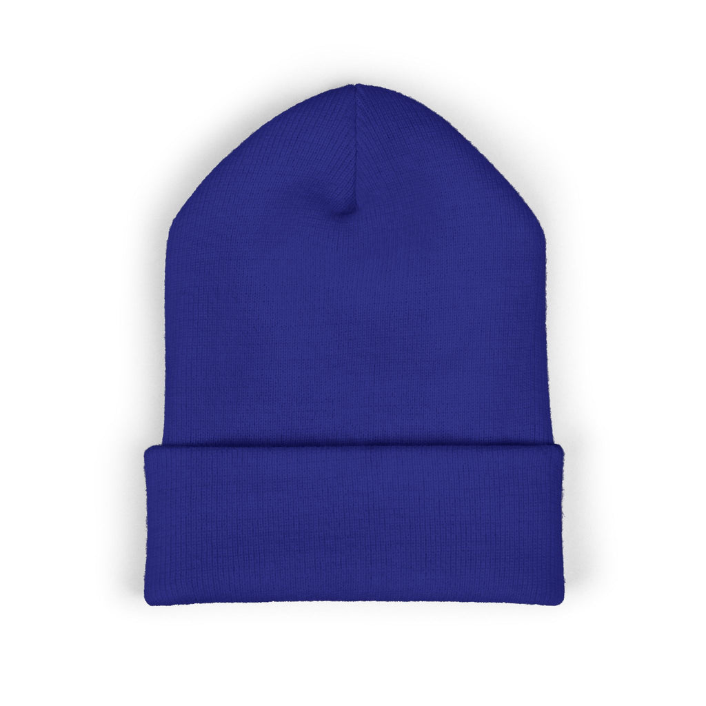 31 - Woodland Multi Colors Embroidered Classic Cuffed Beanie — Yellow Minimal Logo Winter Hat