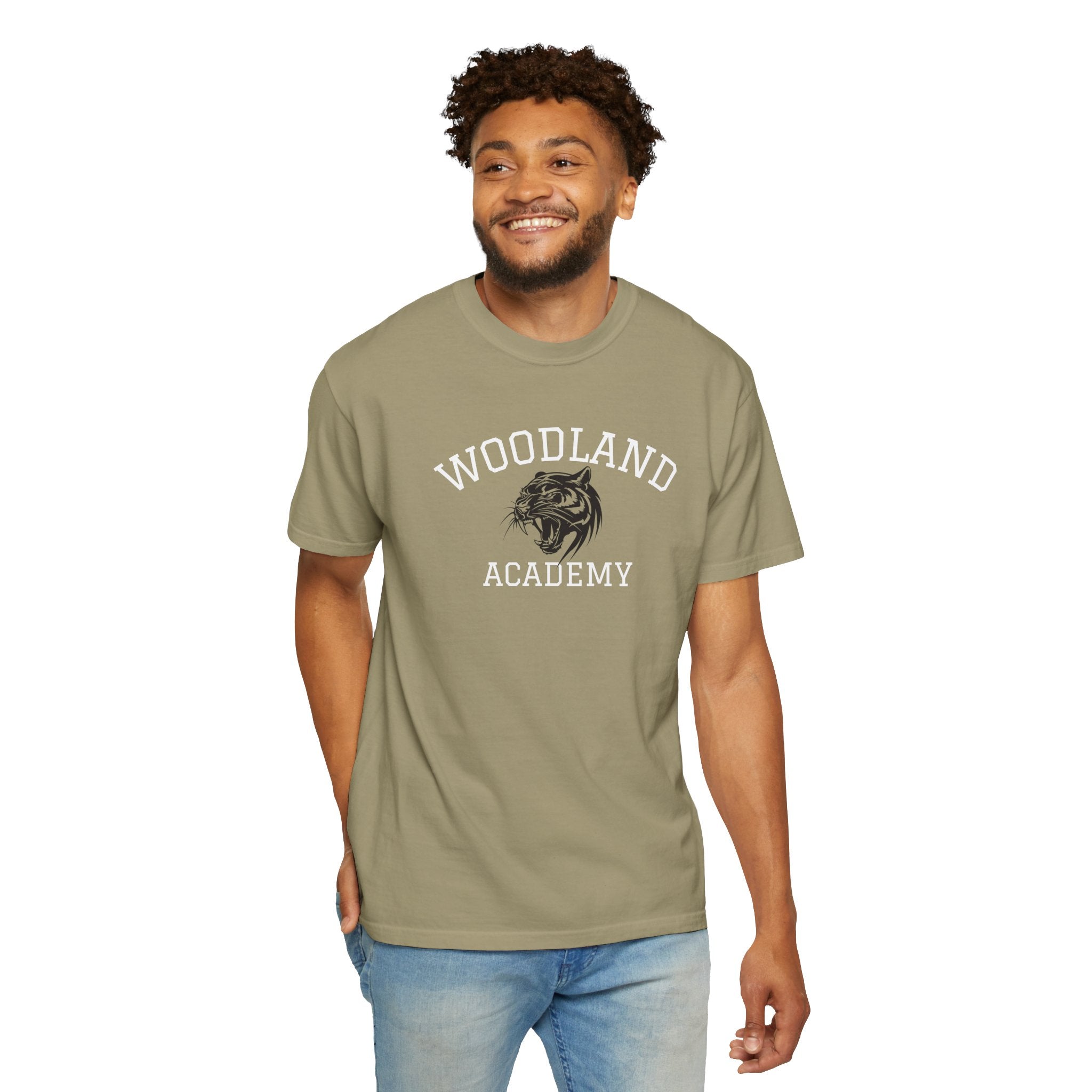 11 - Woodland Academy Wildcat Graphic Multi Color T-Shirt — Minimal Logo Tee for Leaders & Coaches